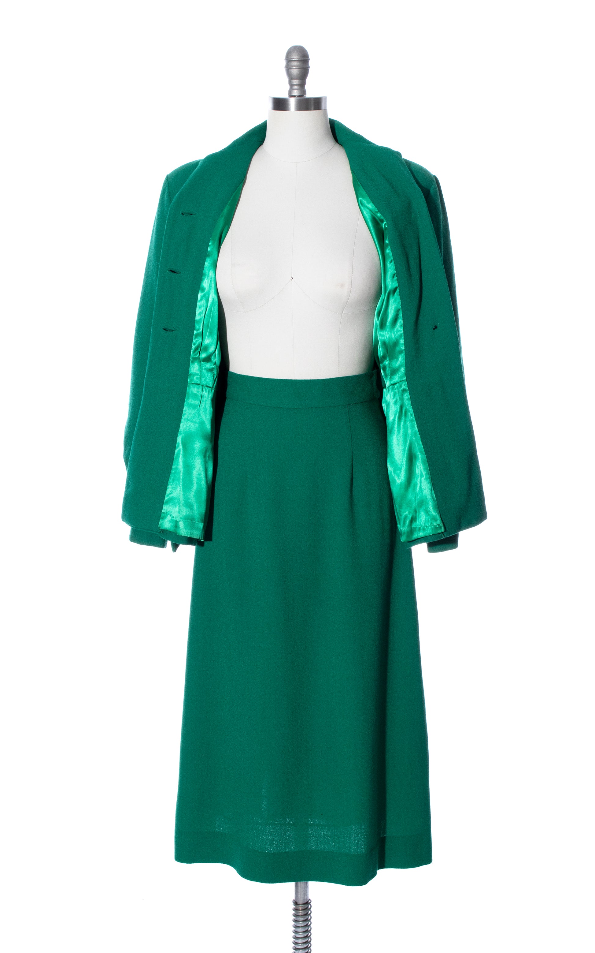 1940s Emerald Green Wool Crepe Skirt Suit medium – Birthday Life
