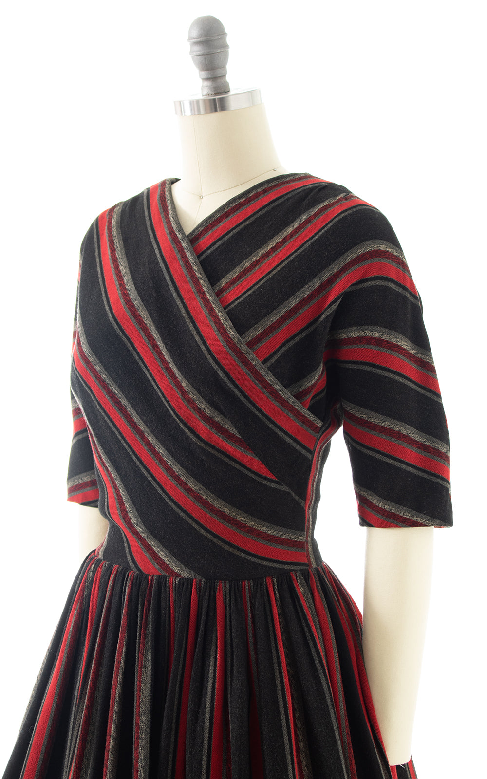 1950s Striped Wool Dress | small