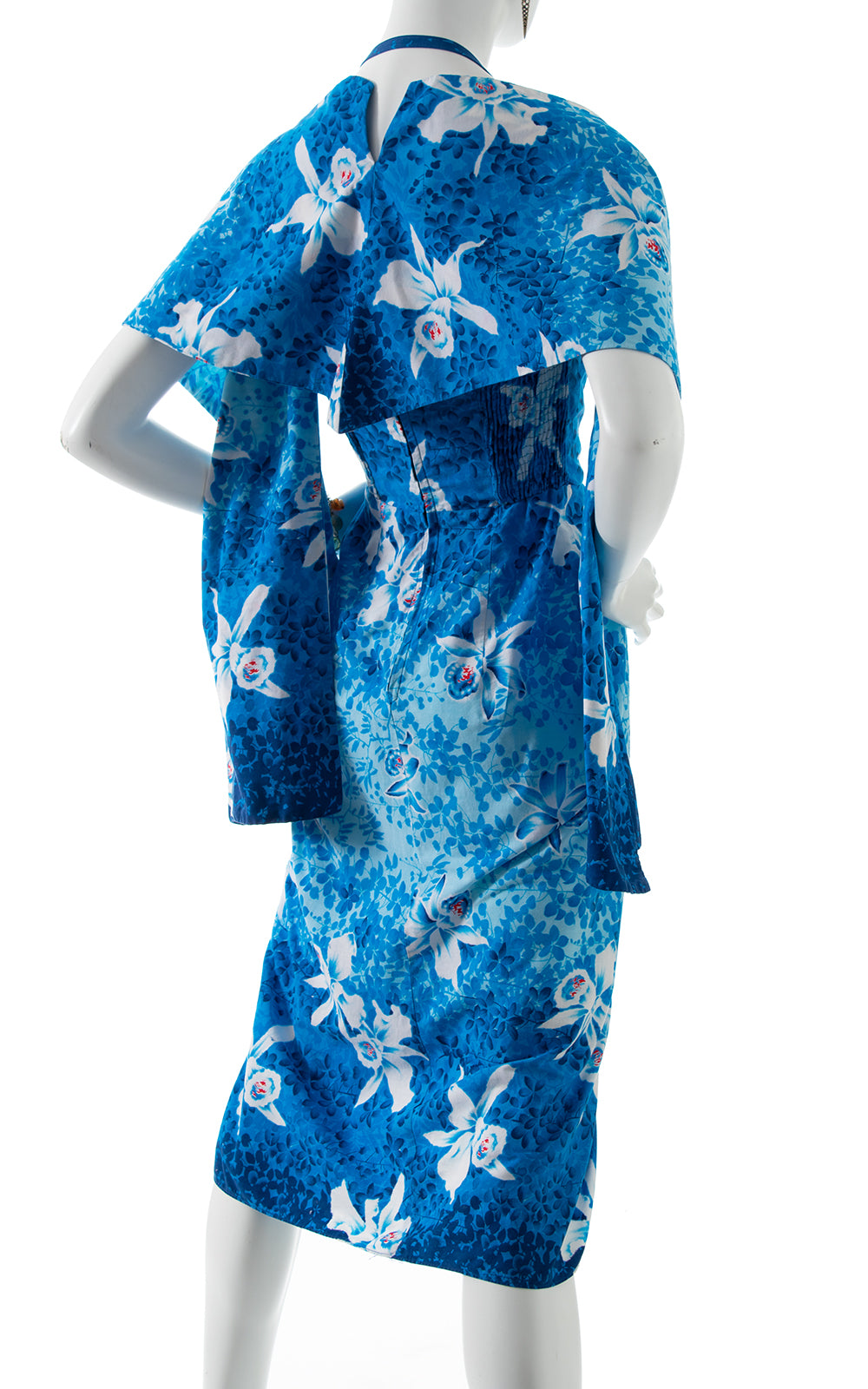 1950s Ombré Iris Smocked Sarong Dress with Wrap BirthdayLifeVintage