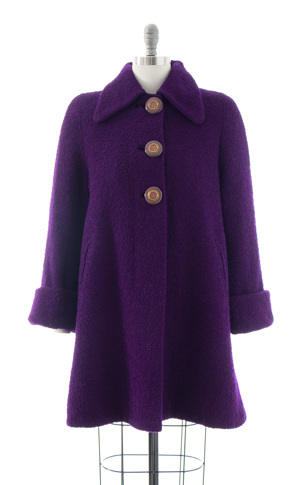 1940s Royal Purple Wool Swing Coat | medium/large