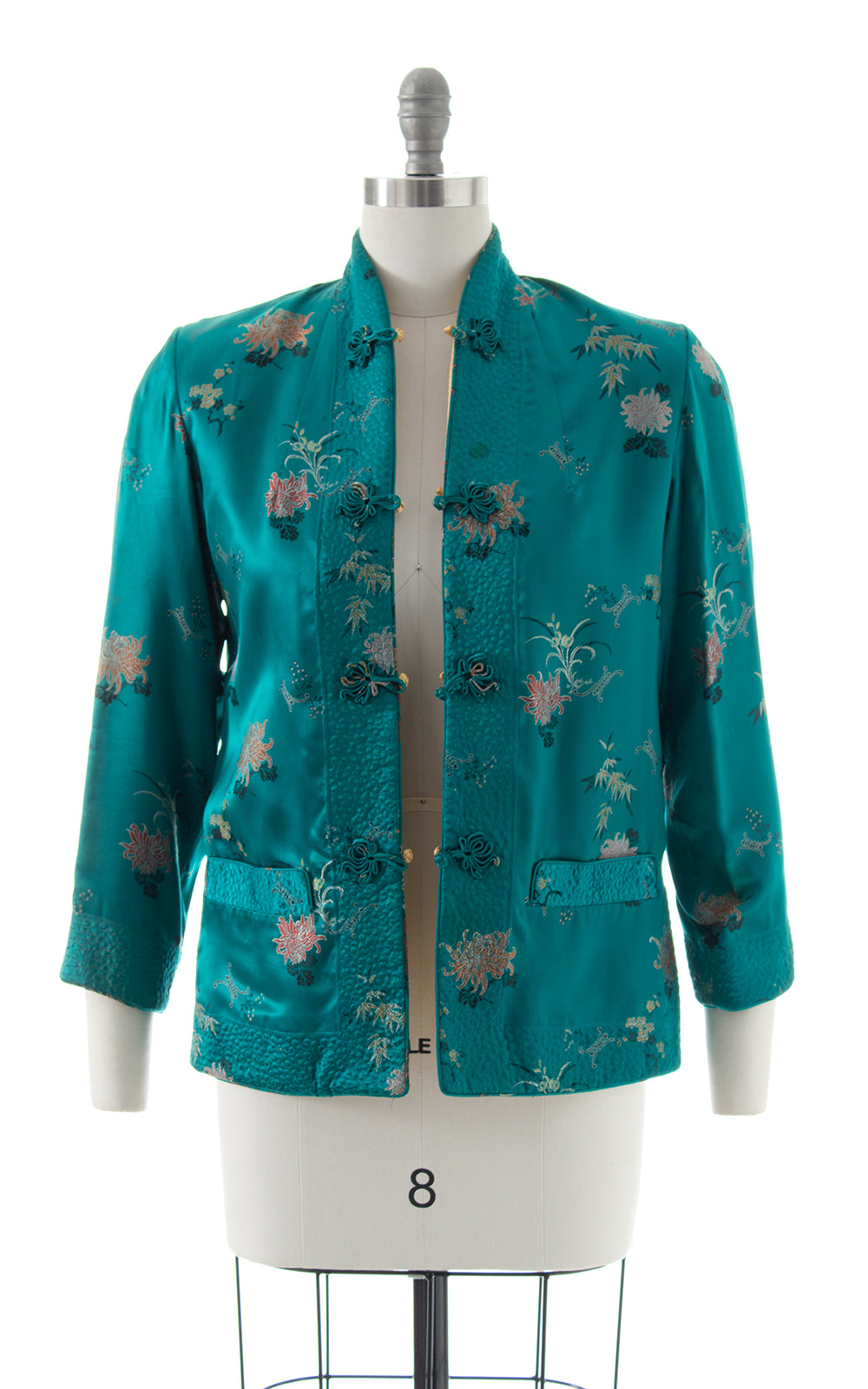 1960s Reversible Asian Floral Satin Jacquard Jacket | small
