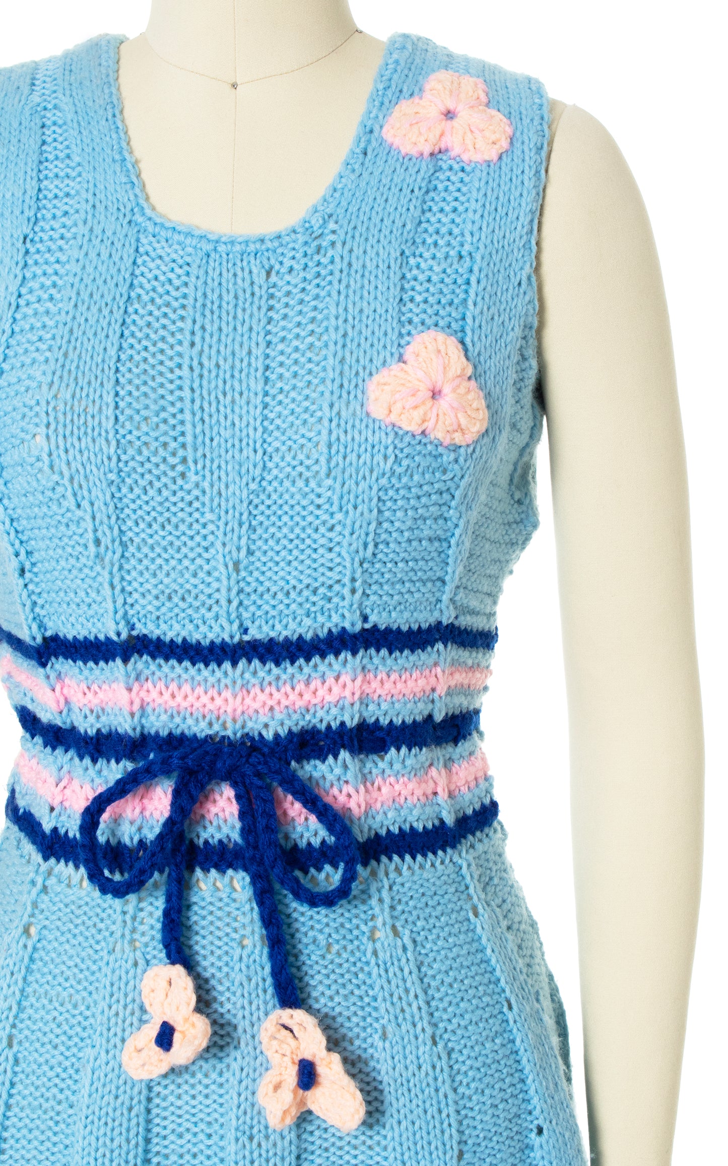 1970s Floral Appliqué Knit Dress | x-small/small