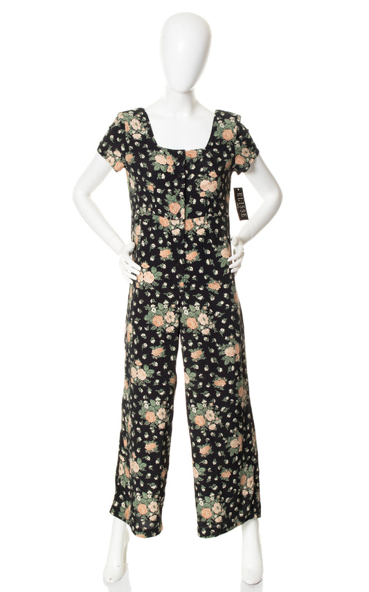 1990s DEADSTOCK Floral Rayon Jumpsuit | small