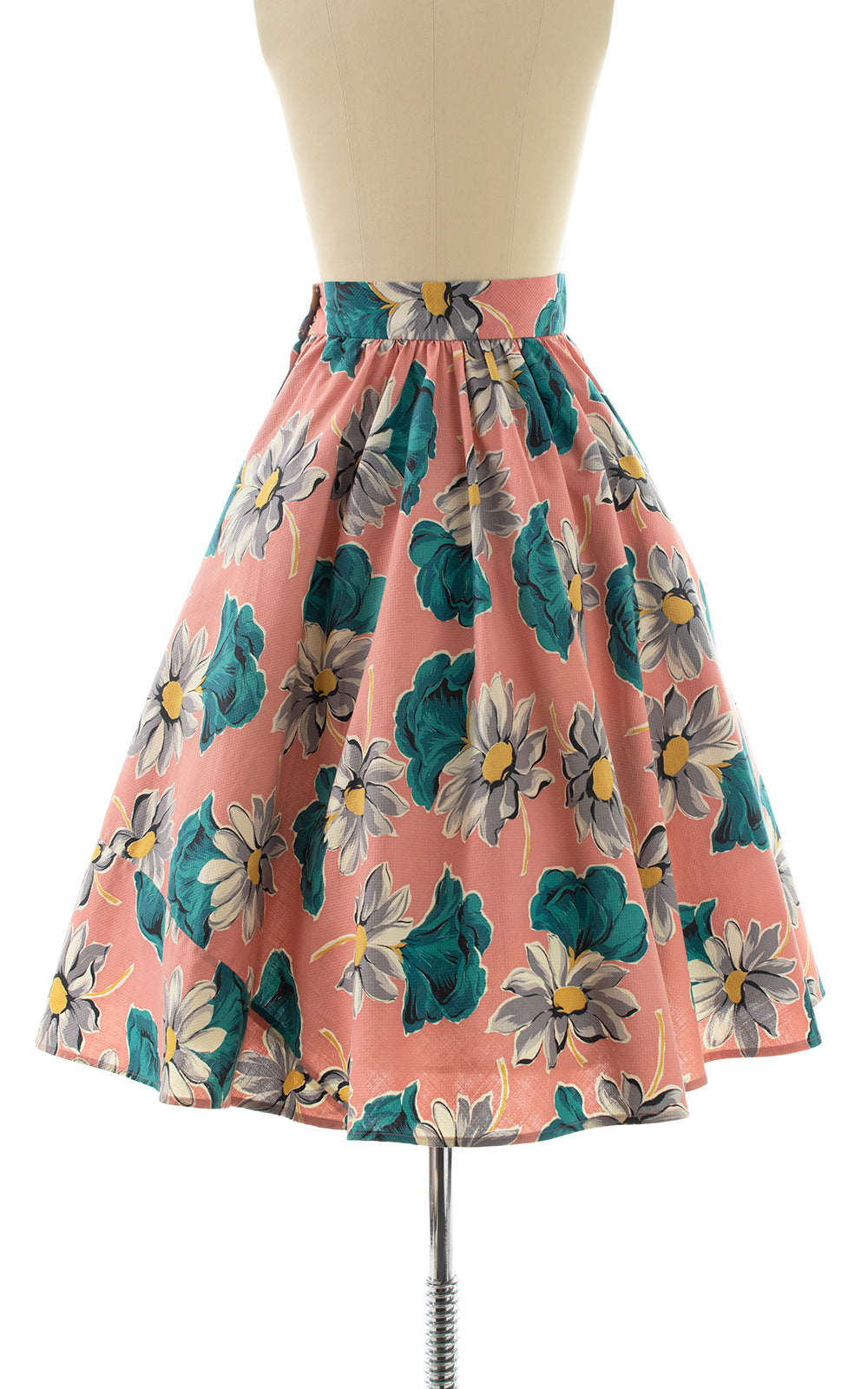 1940s Floral Cotton Skirt | x-small