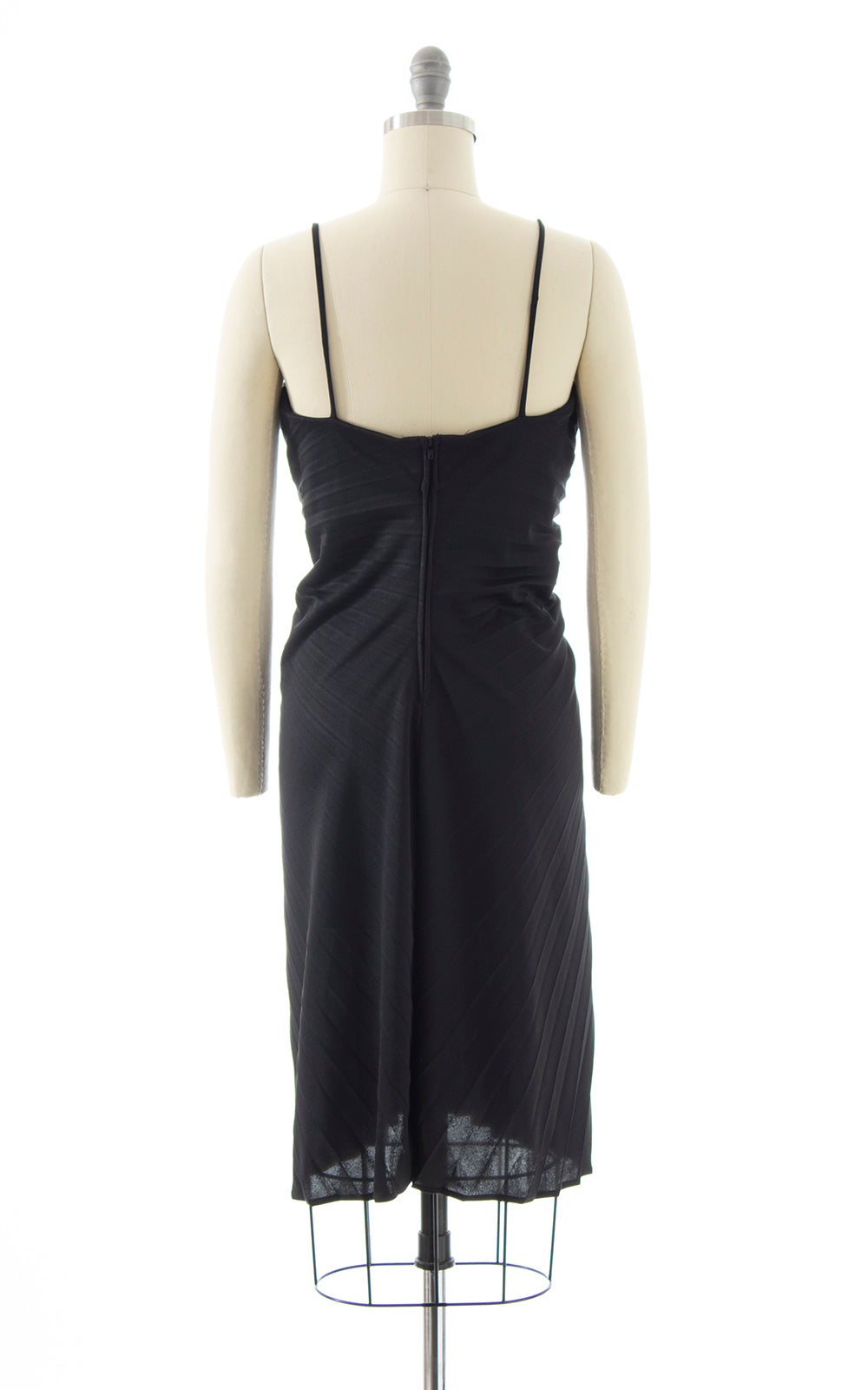1980s does 1950s Travilla Style Black Accordion Pleated Party Dress | small 1980s does 1950s Travilla Style Black Accordion Pleated Party Dress | small