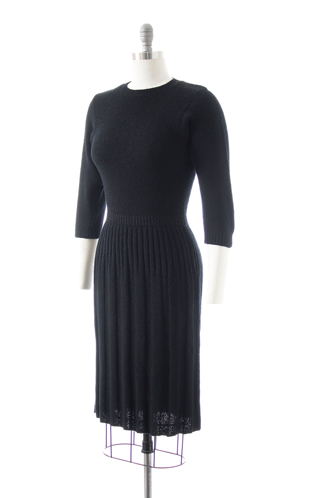 BLV x DEANNA || 1940s 1950s Black Knit Wool Sweater Dress | x-small/small