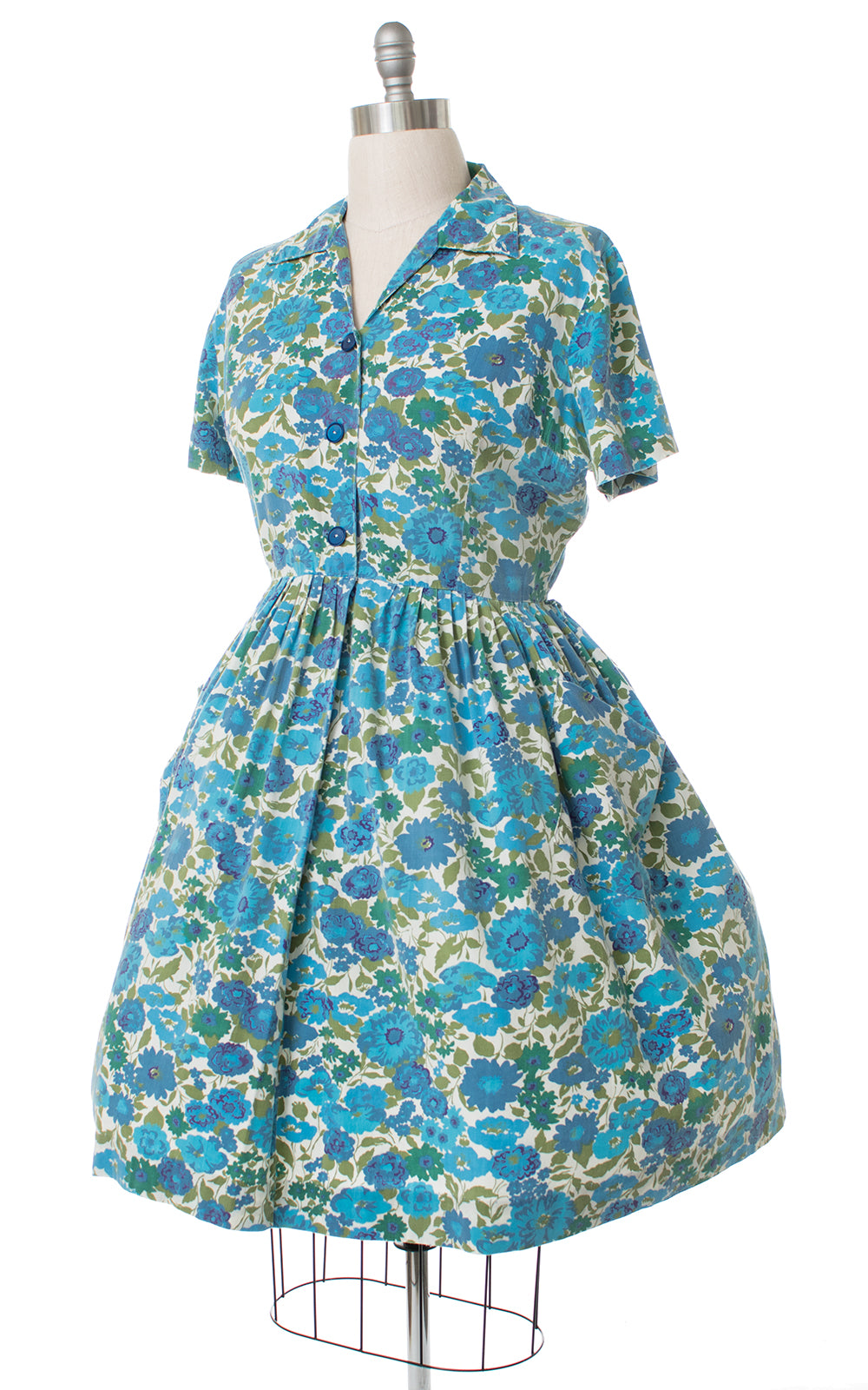 1950s Mode O'Day Floral Cotton Shirtwaist Dress