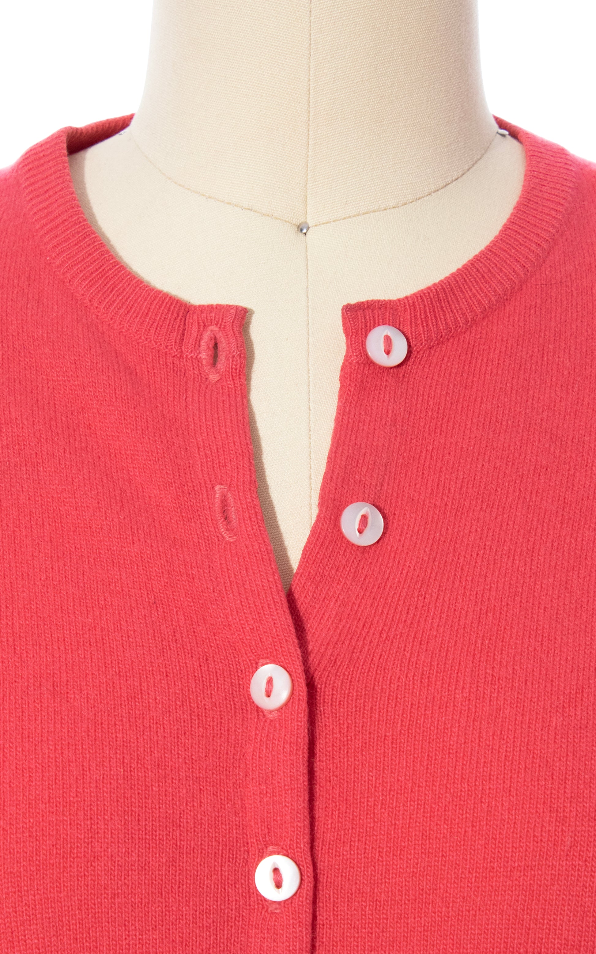 Vintage 50s 1950s Pink Cashmere Knit Short Sleeve Sweater Top BirthdayLifeVintage