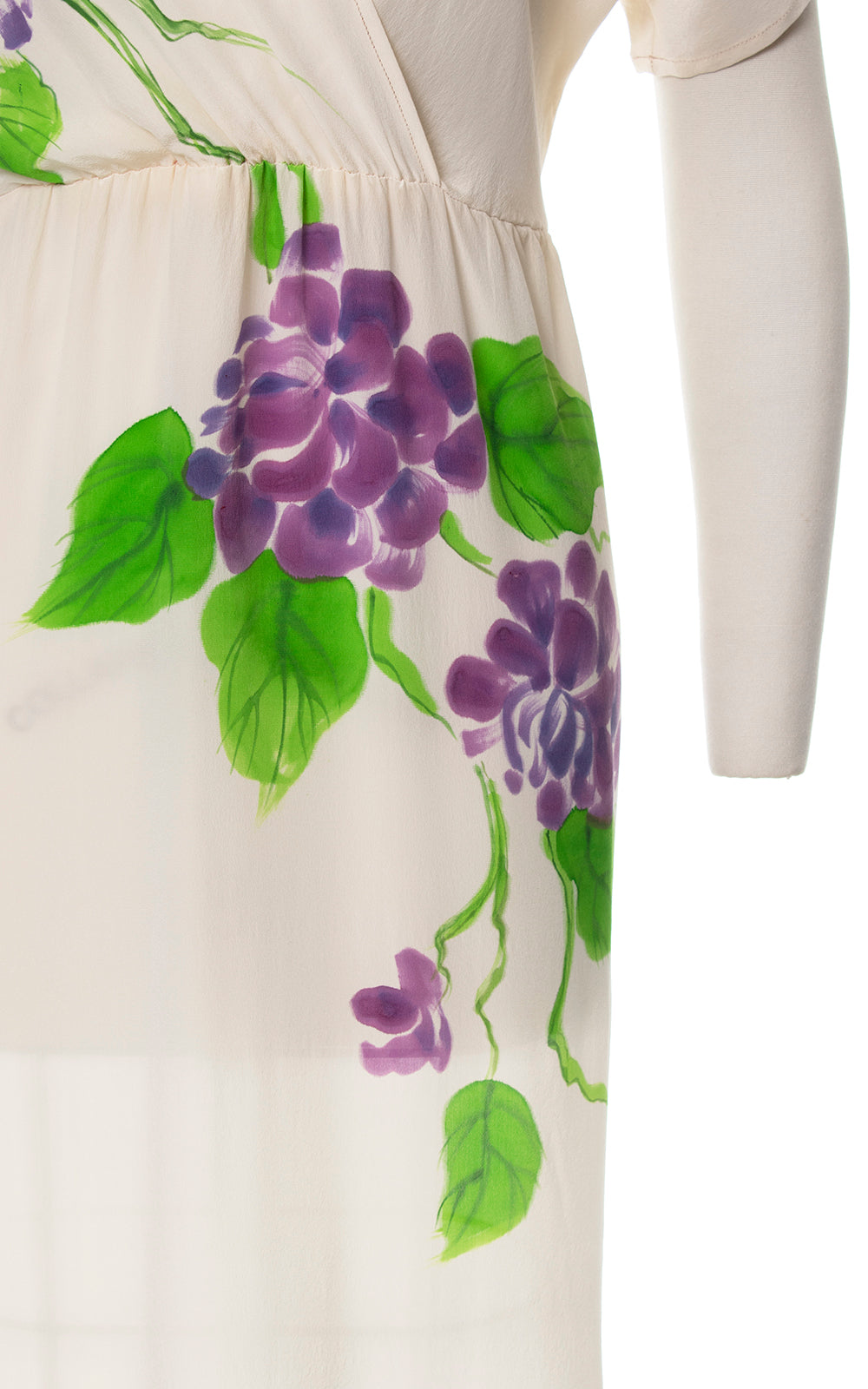 1980s Hand-Painted Floral Silk Dress | medium