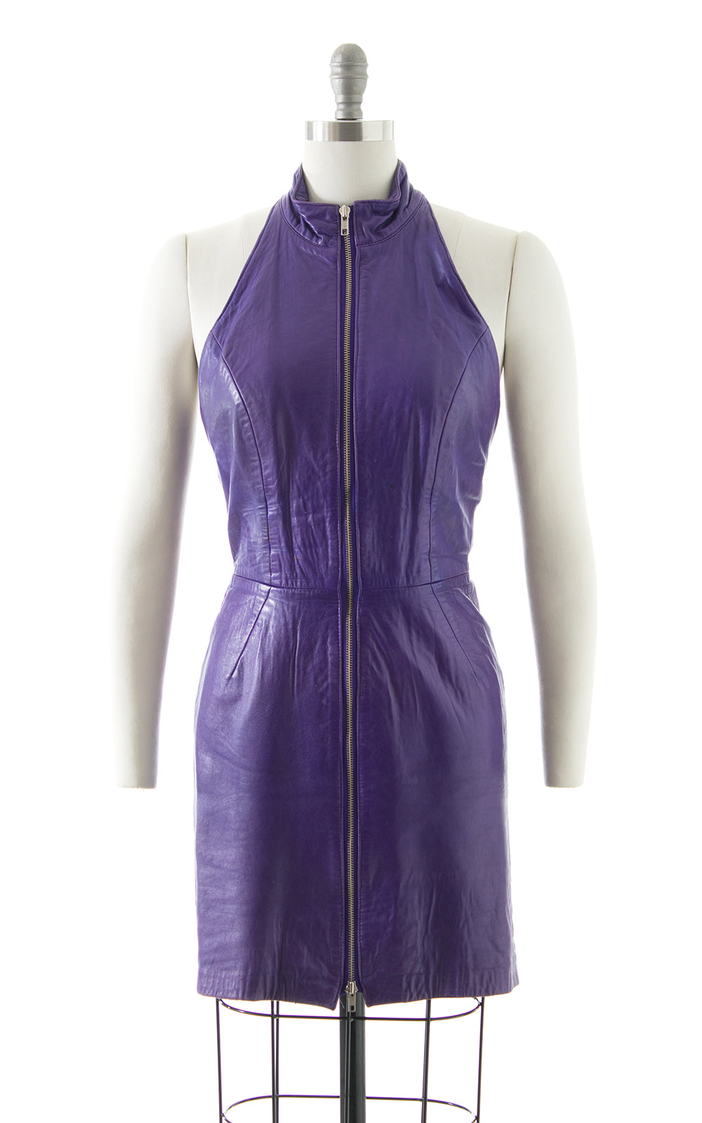 1980s NORTH BEACH LEATHER Purple Zip Front Dress | small Birthday Life Vintage 1980s NORTH BEACH LEATHER Purple Zip Front Dress | small Birthday Life Vintage