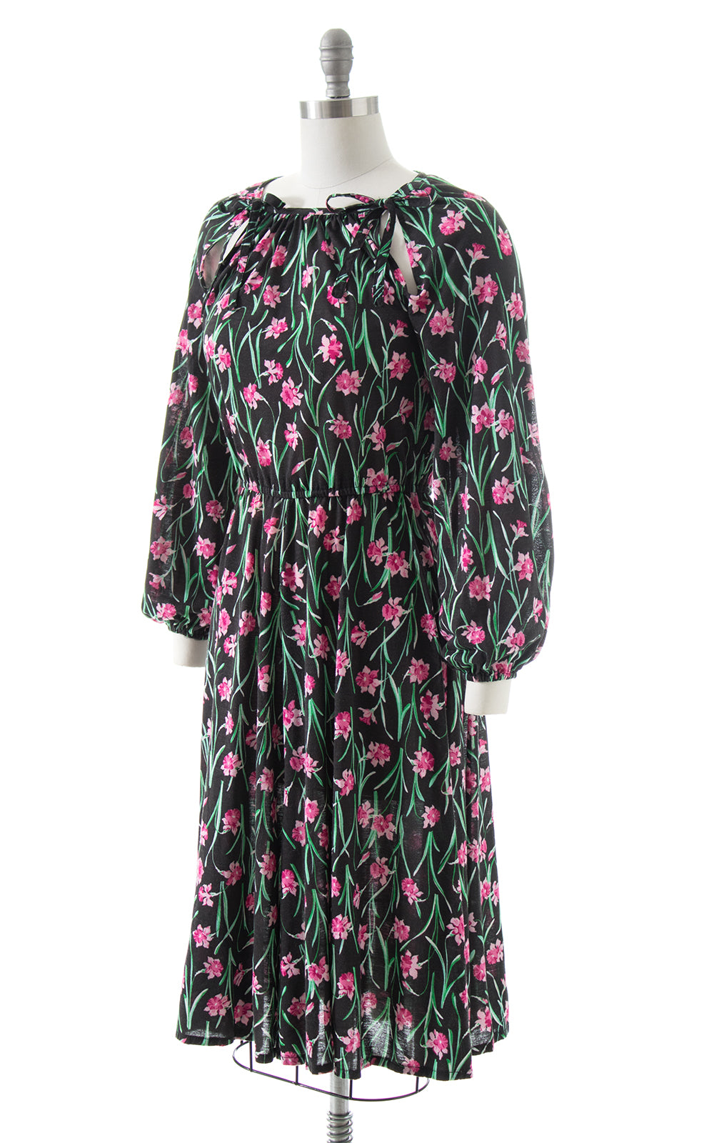 1970s Floral Jersey Dress