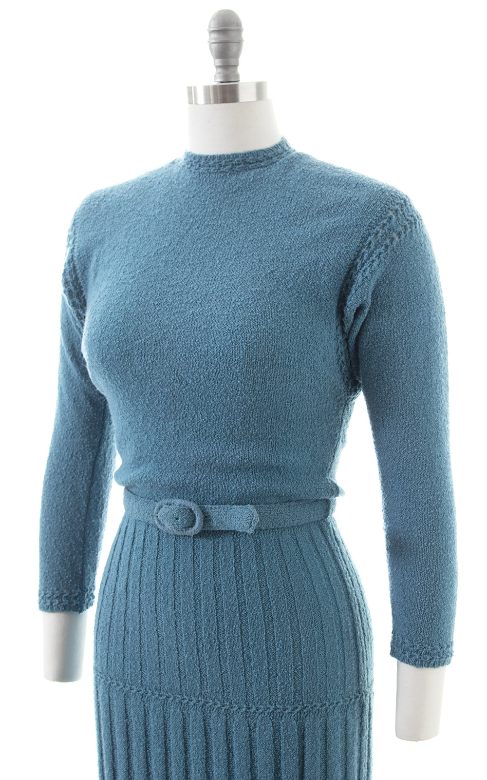 1950s Lass o' Scotland Knit Wool Chenille Sweater Dress
