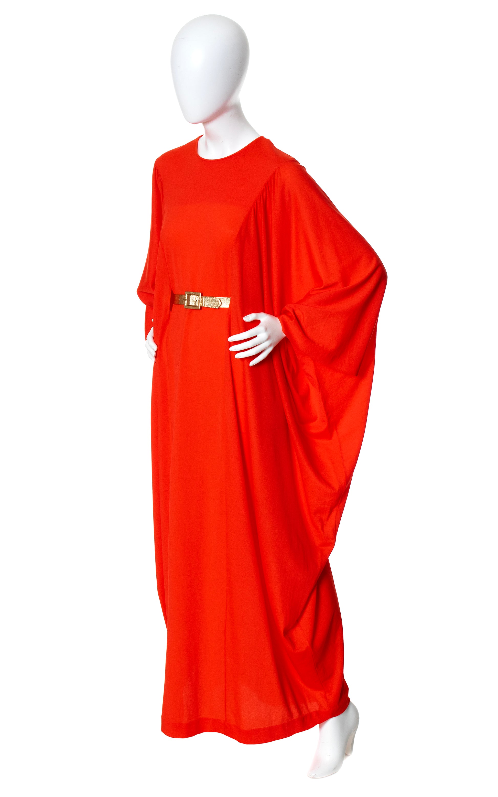 Vintage 70s 1970s Red Batwing Kaftan Maxi Dress BirthdayLifeVintage