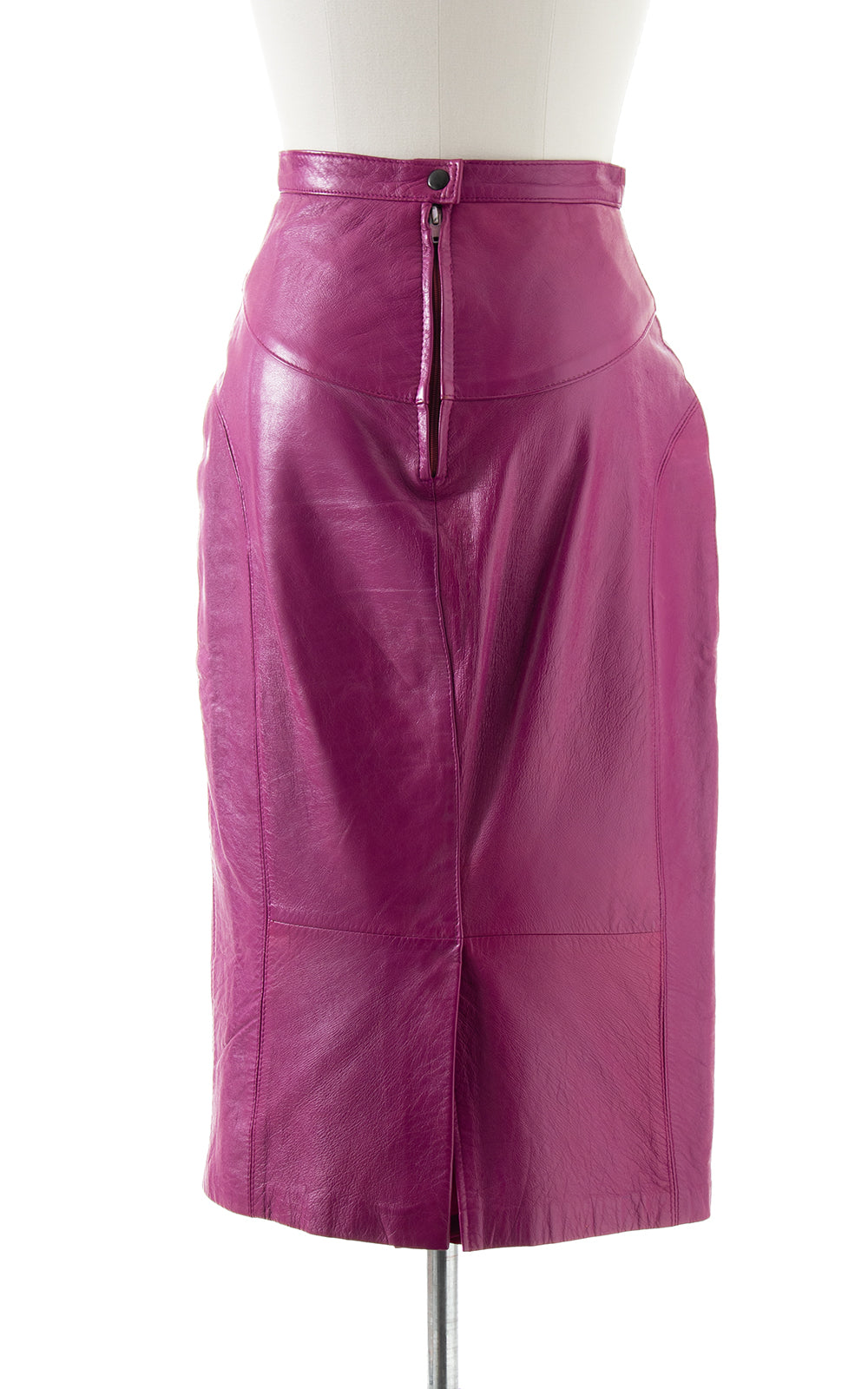 1970s Purple Leather Pencil Skirt | small