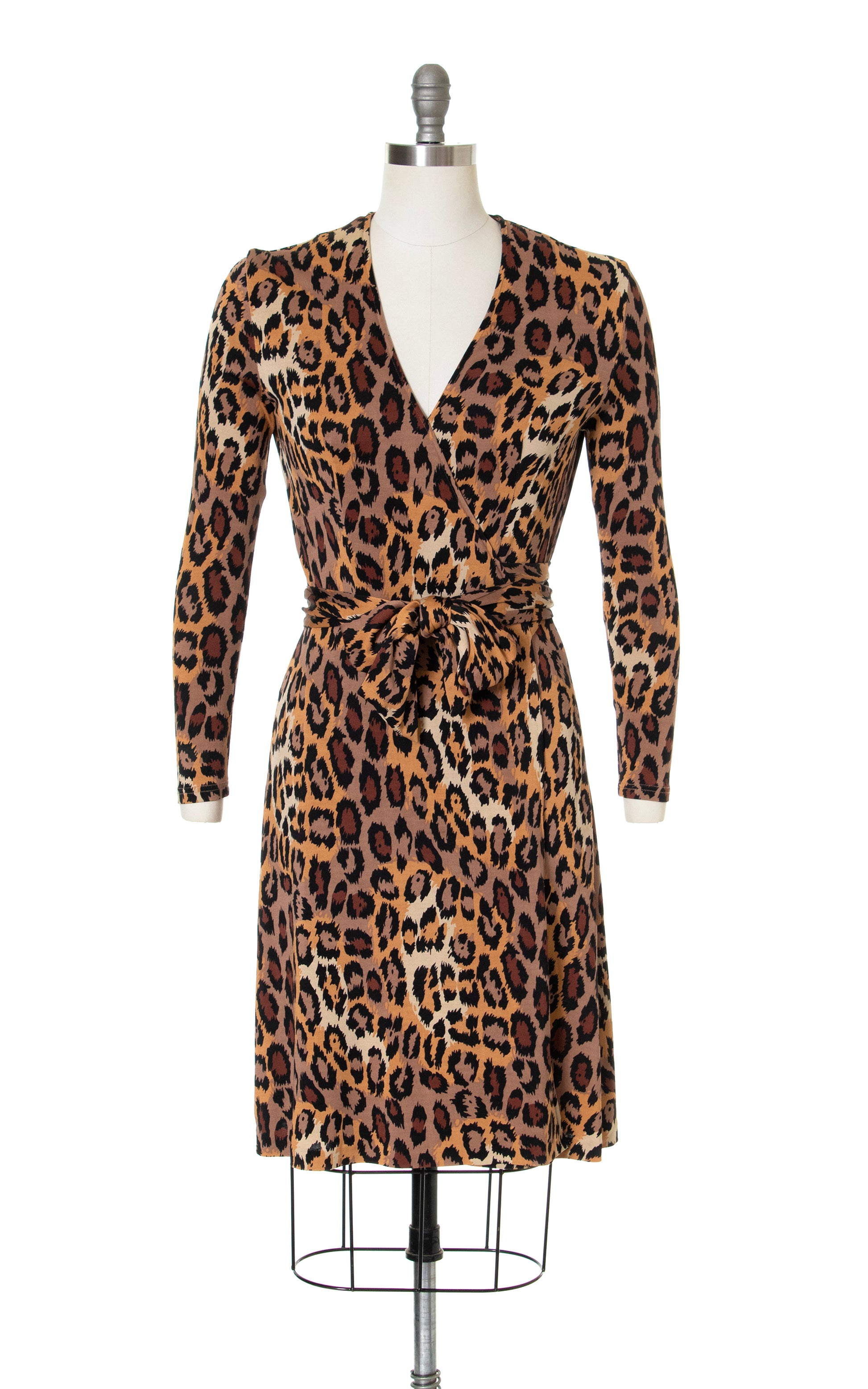 Vintage 90s 1990s DIANE VON FURSTENBERG Leopard Print Silk Jersey Wrap Dress BirthdayLifeVintage