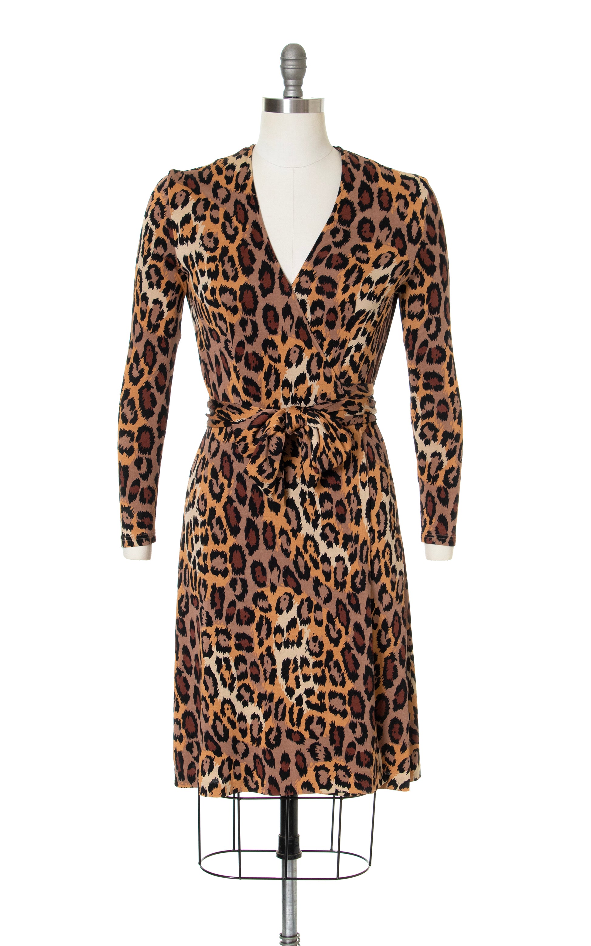 leopard print wrap dress 1990s DIANE VON FURSTENBERG Leopard Print Silk Wrap Dress