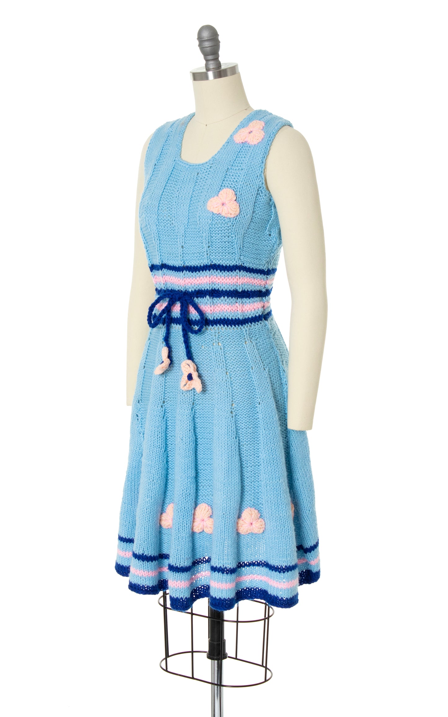 1970s Floral Appliqué Knit Dress | x-small/small