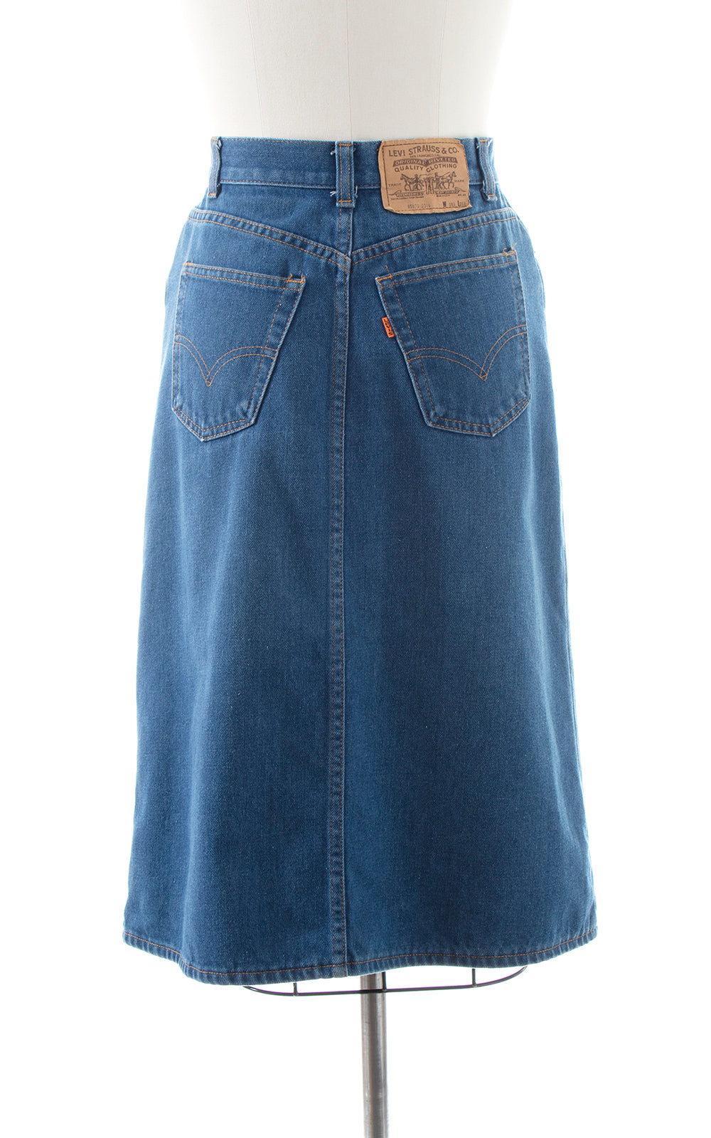 1970s LEVI S ORANGE TAB Denim Skirt medium Birthday Life Vintage