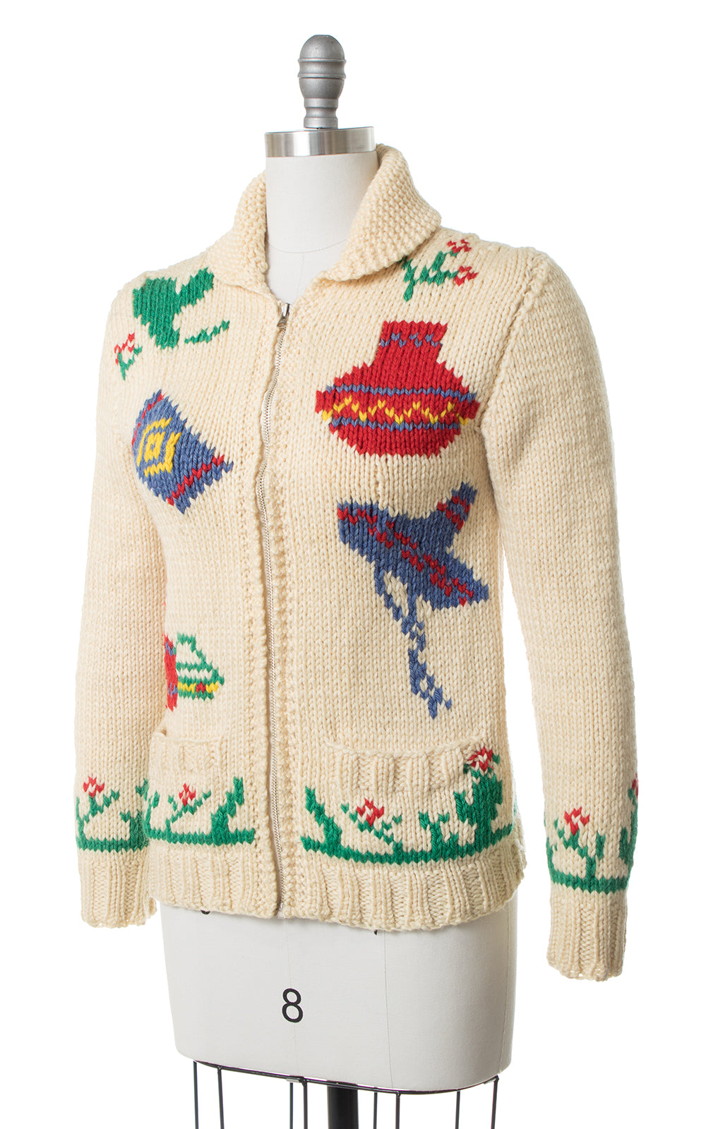 1950s Mexican Novelty Wool Cowichan Cardigan | small/medium