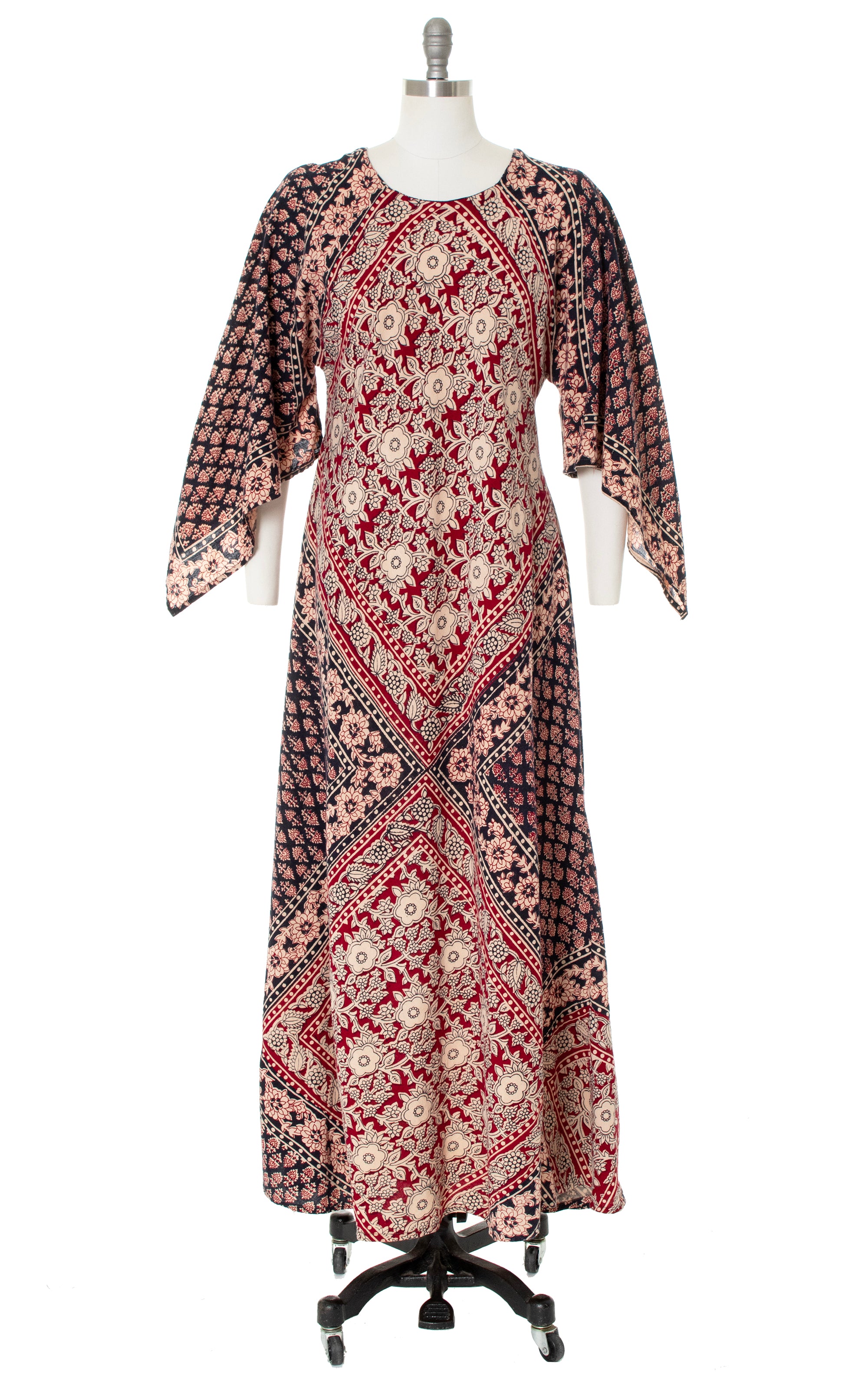 1970s Indian Cotton Angel Sleeve Maxi Dress | small/medium/large ...