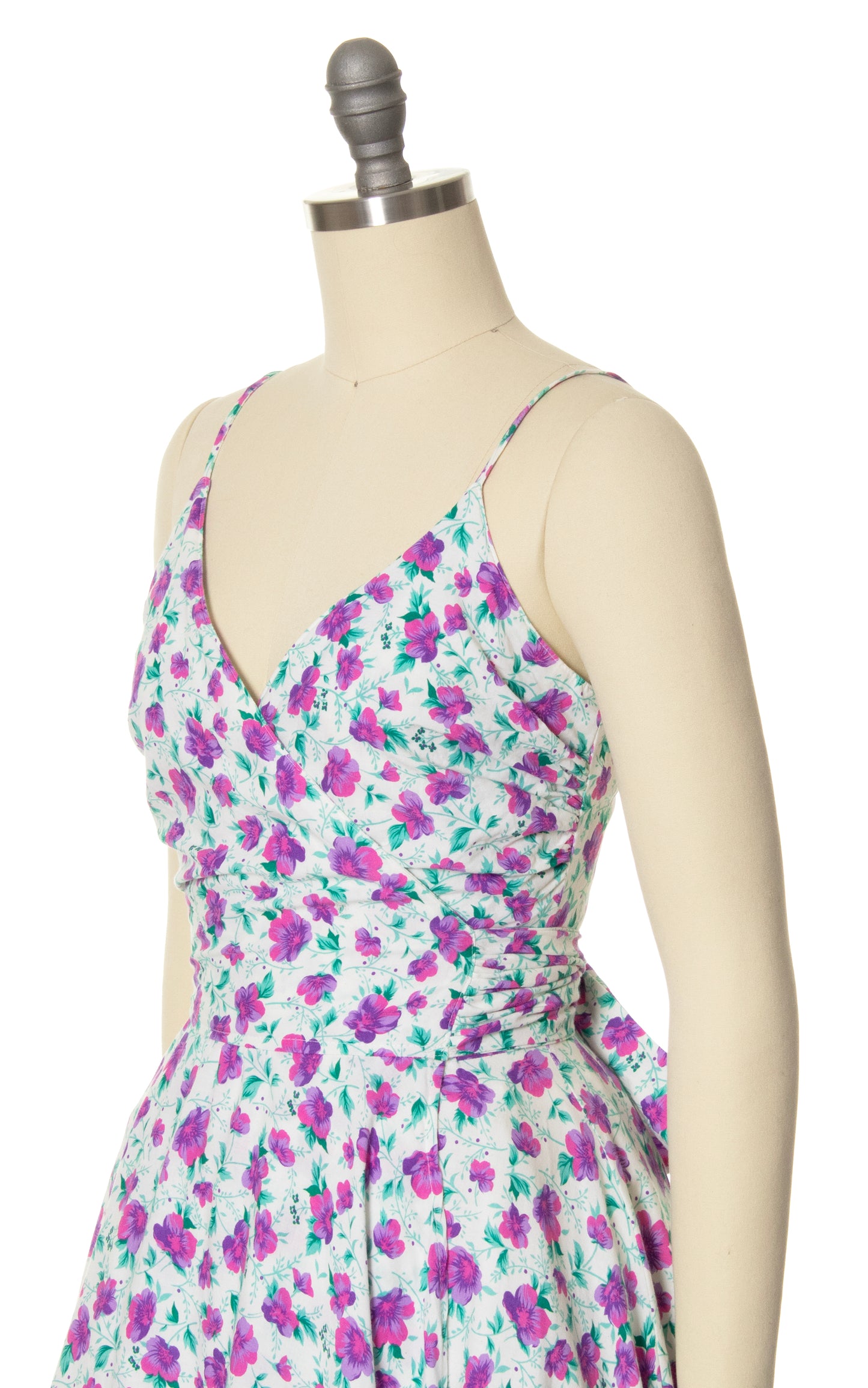 1980s Floral Wrap Sundress with Pockets | x-small