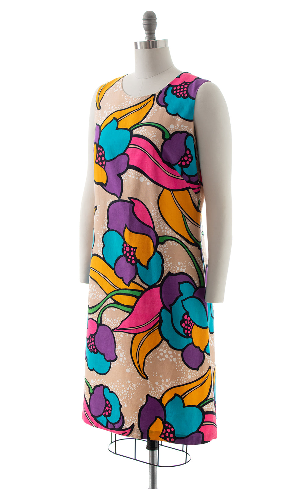 1960s Oversized Floral Shift Dress | medium