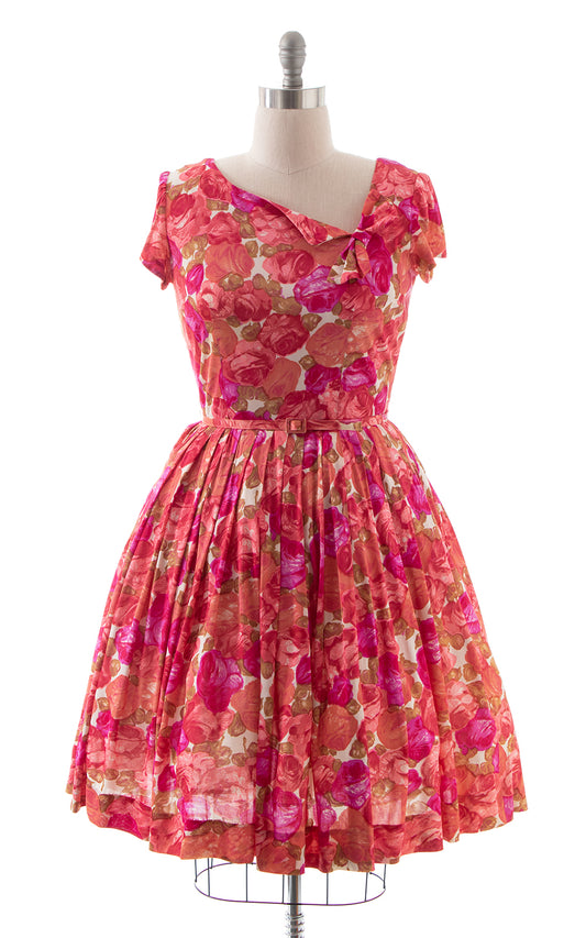 1960s Pink Rose Jersey Dress BirthdayLifeVintage