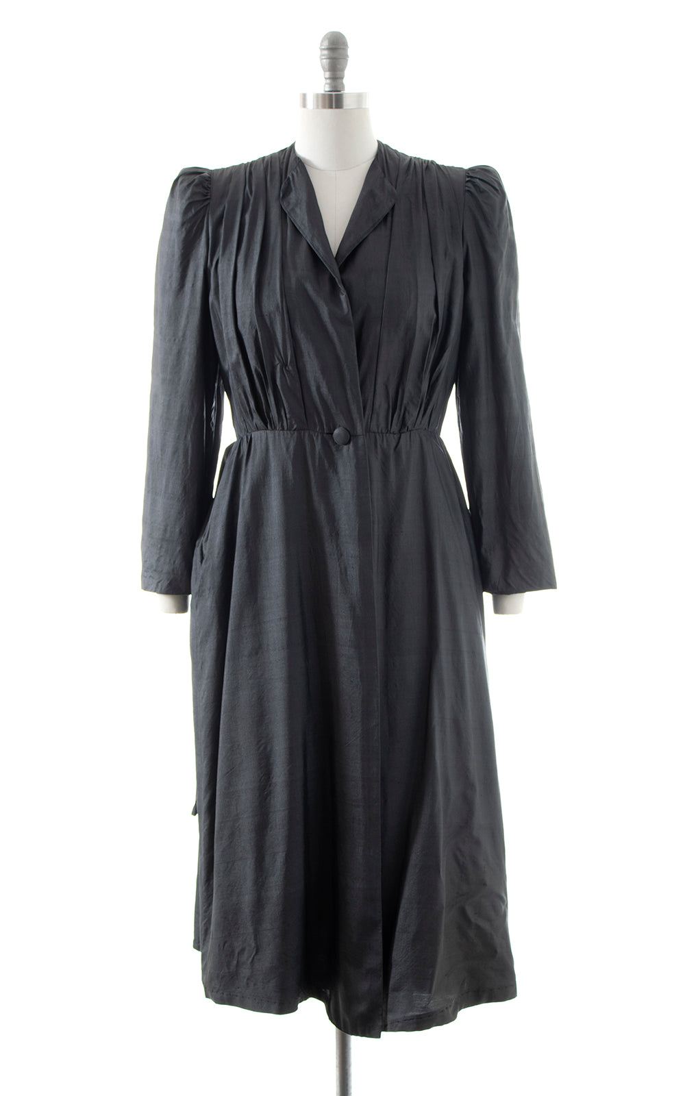 1980s ALBERT NIPON Black Silk Belted Coat | small