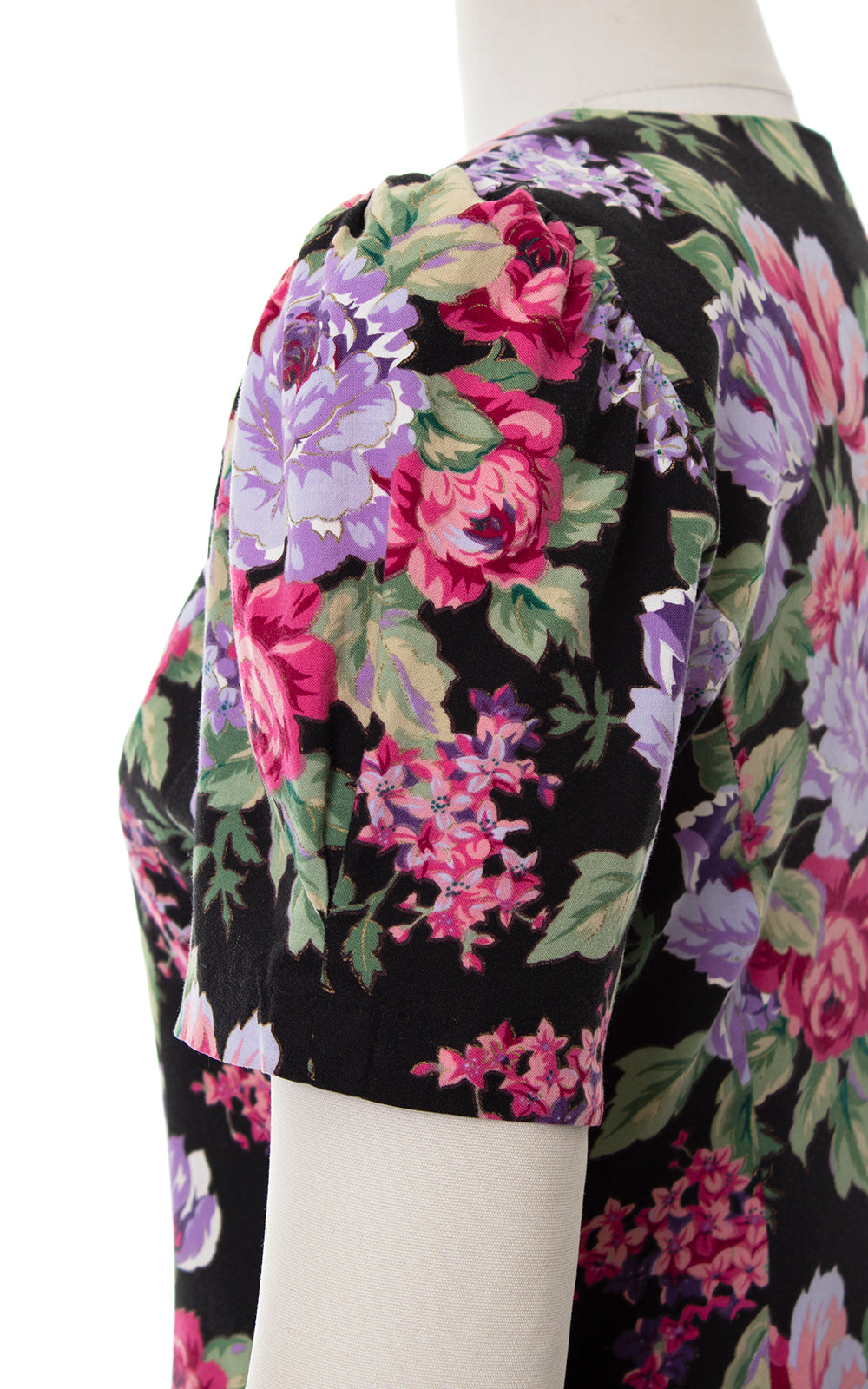1990s Metallic Floral Rayon Shirtwaist Dress | small/medium