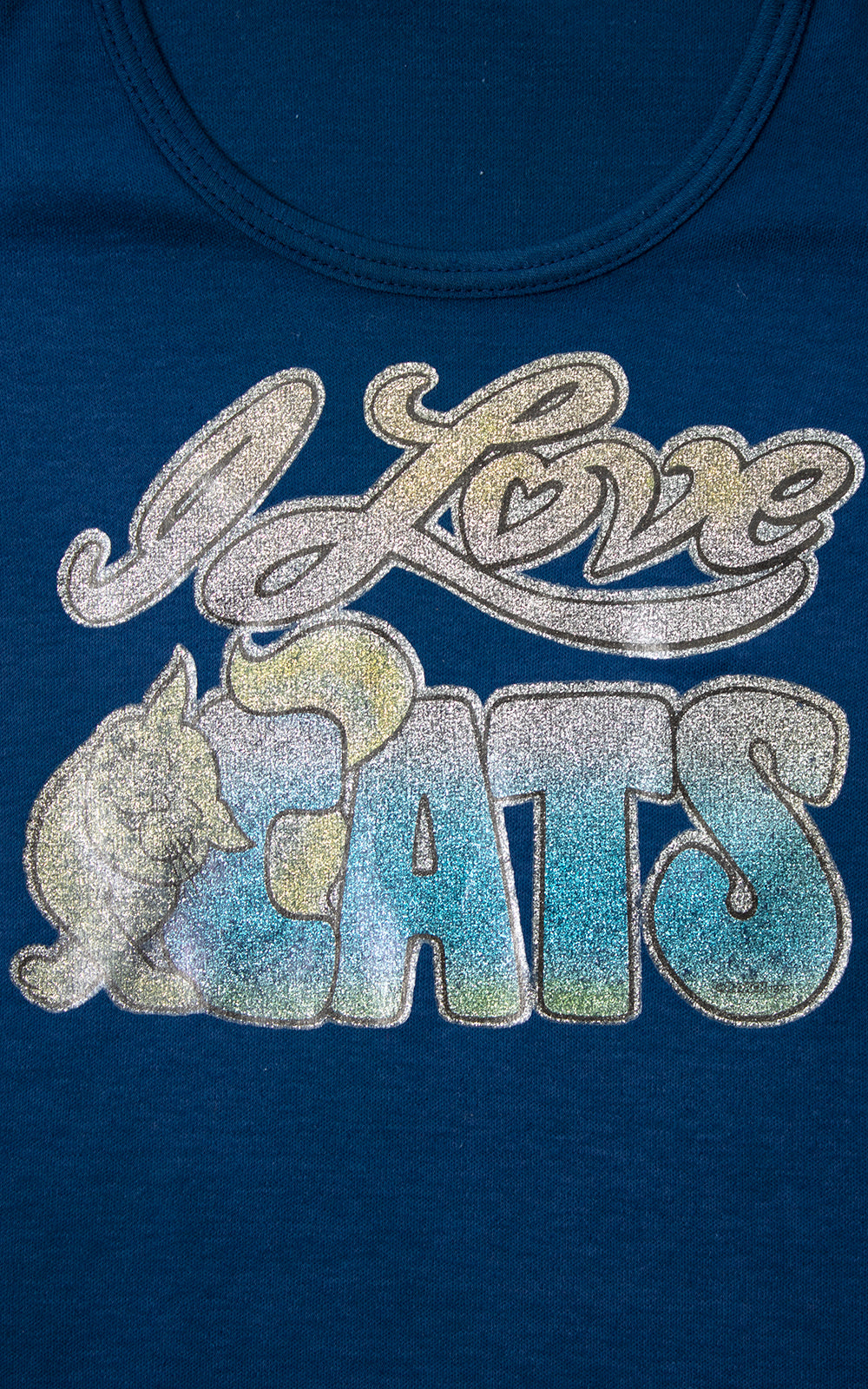 Vintage 1970s "I Love Cats" Iron-On Transfer Long Sleeve Tee by Birthday Life Vintage