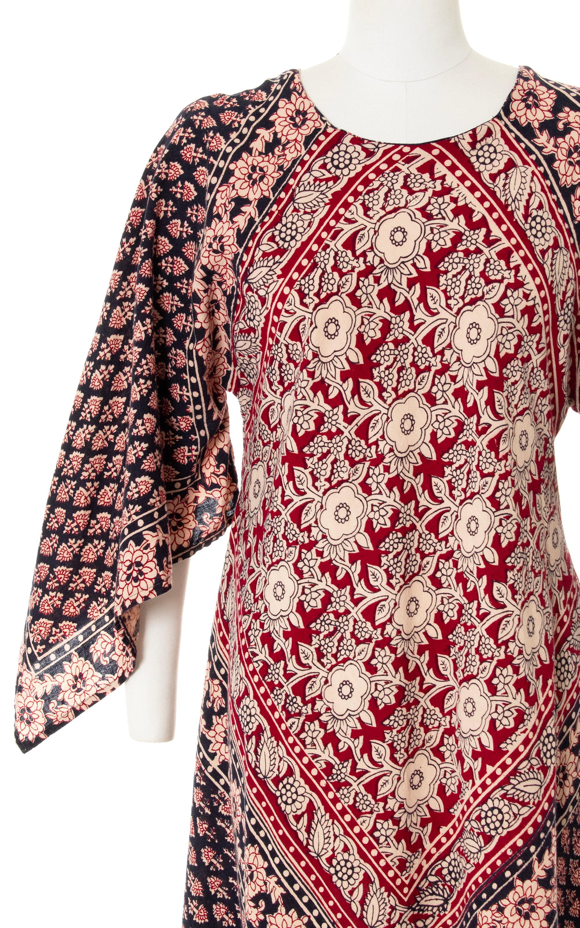 1970s Indian Cotton Angel Sleeve Maxi Dress | small/medium/large ...