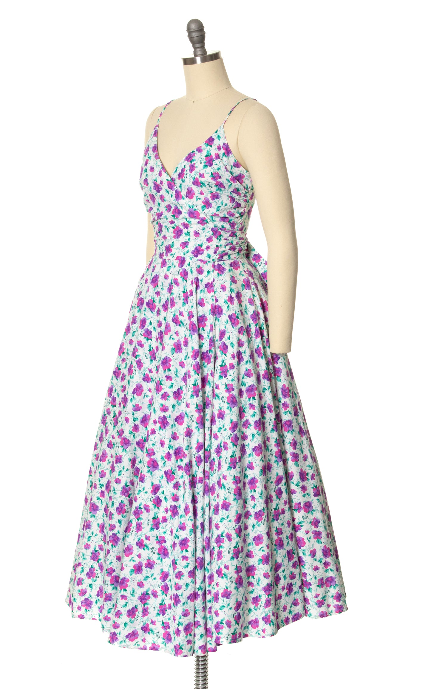 1980s Floral Wrap Sundress with Pockets | x-small