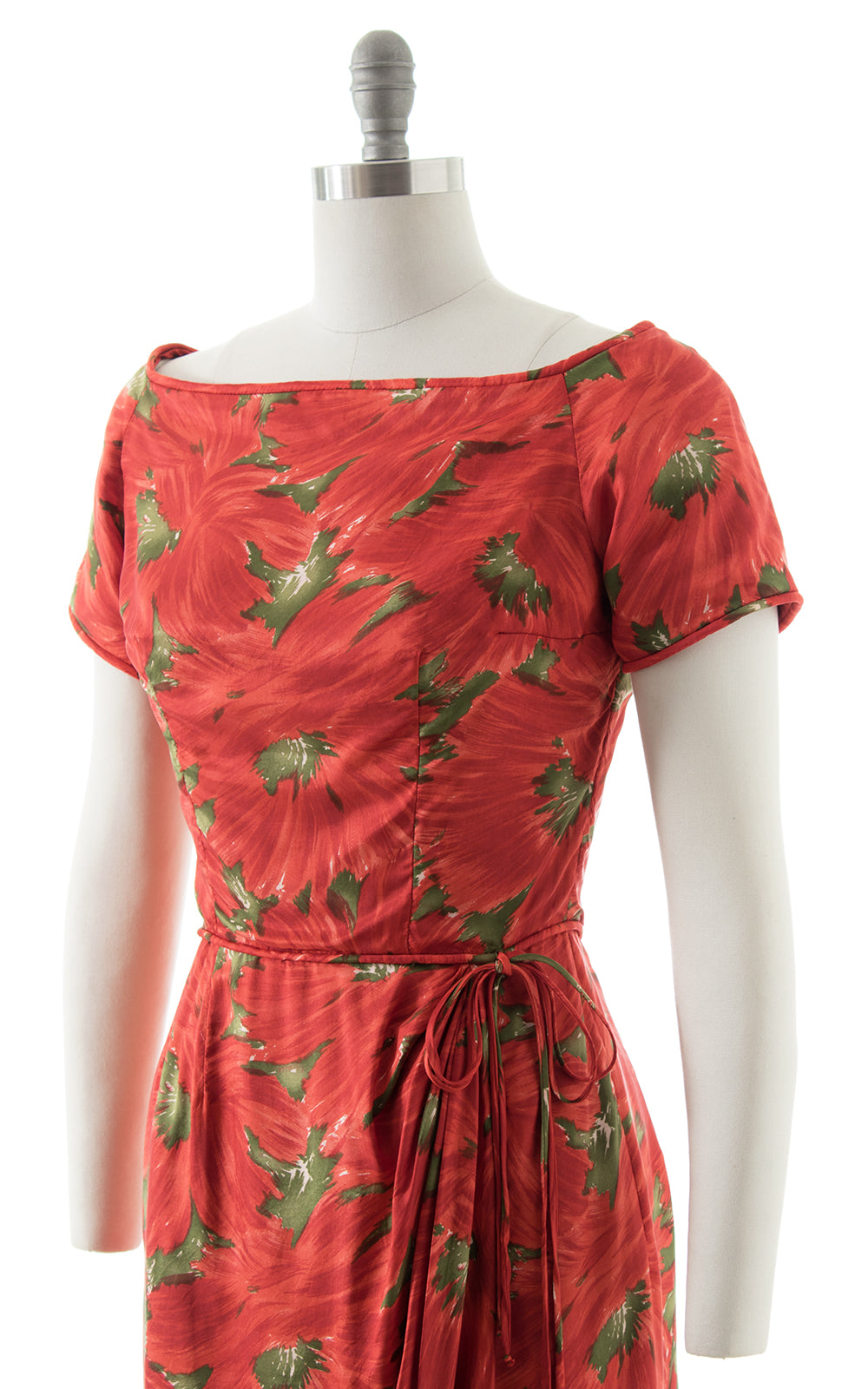 1950s Silk Floral Wiggle Dress BirthdayLifeVintage