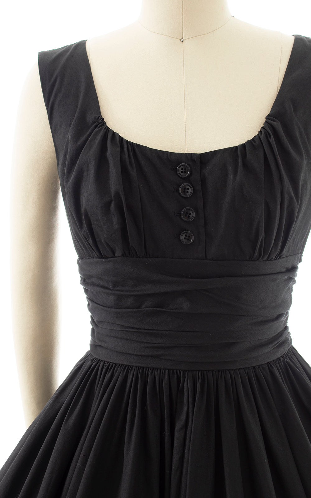 1950s Black Circle Skirt Cotton Sundress | x-small/small