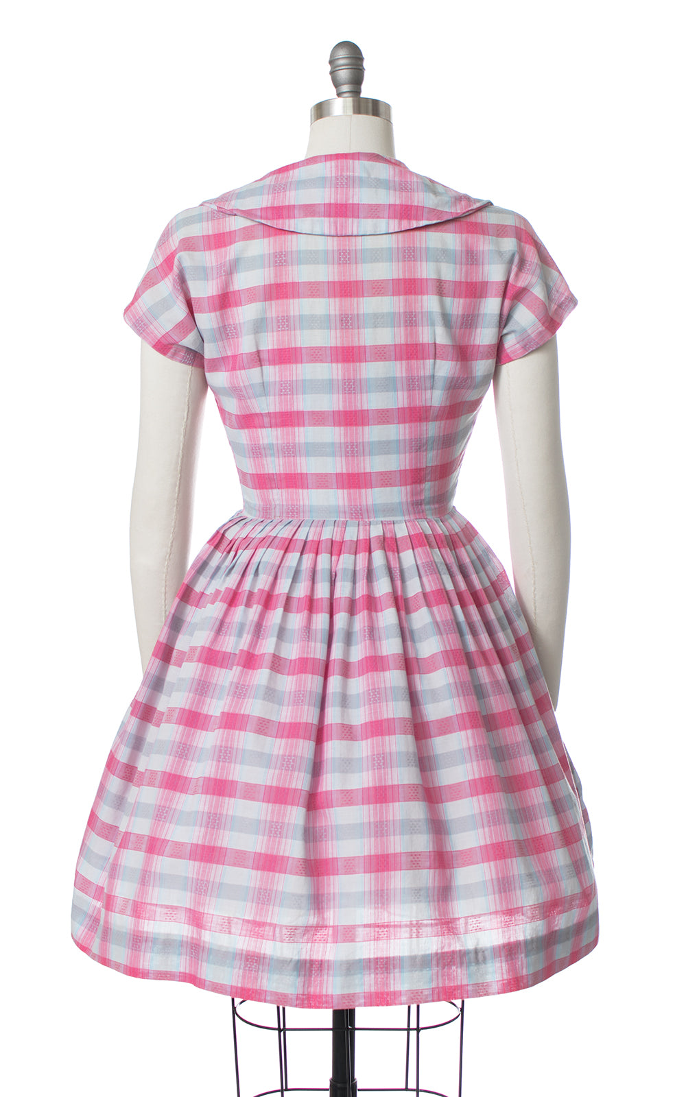 1950s Plaid Double Breasted Shirtwaist Dress