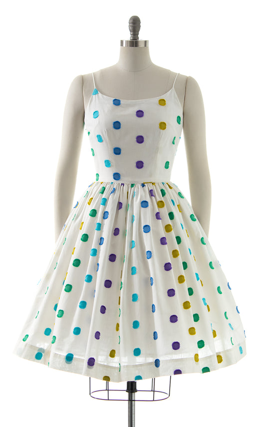 1950s Fringe Polka Dot Sundress BirthdayLifeVintage