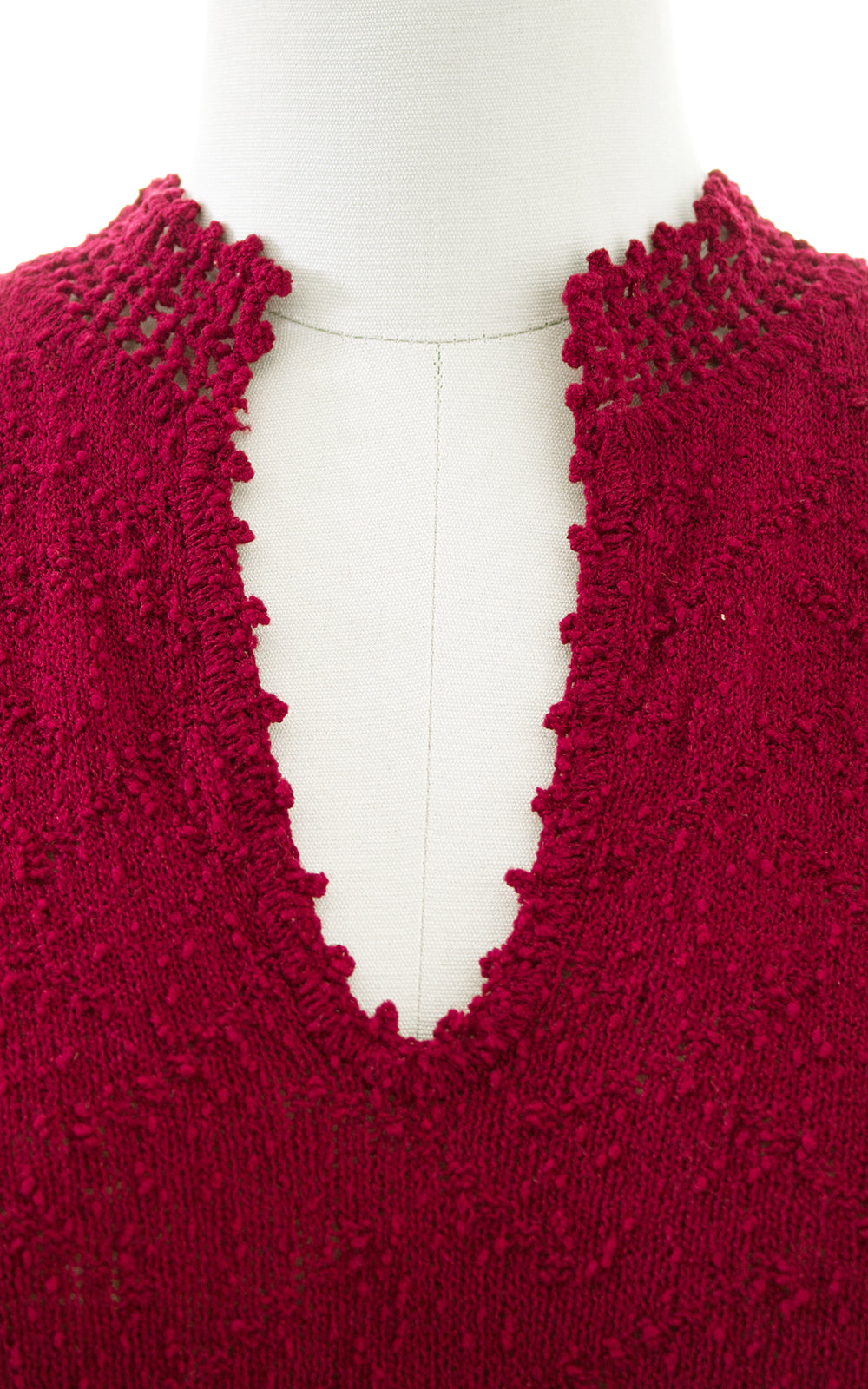 1950s Burgundy Bouclé Knit Wool Sweater Dress