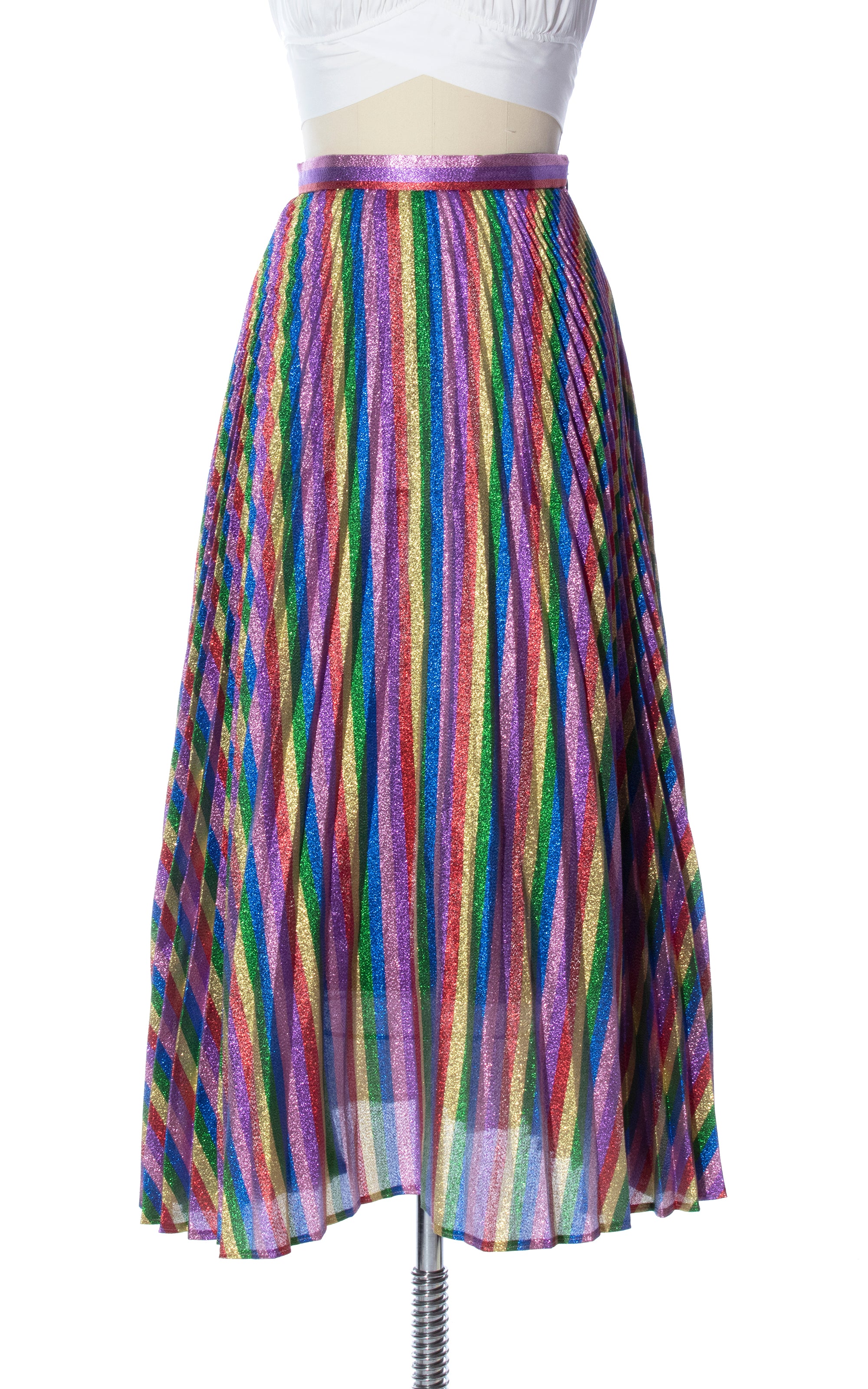 Pleated metallic rainbow clearance skirt