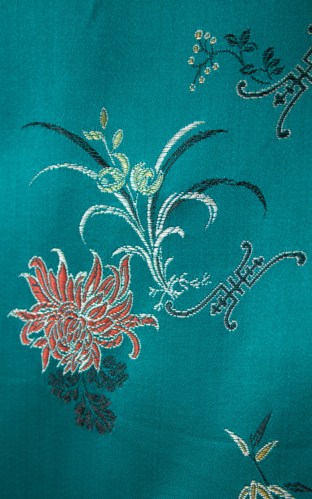 1960s Reversible Asian Floral Satin Jacquard Jacket | small