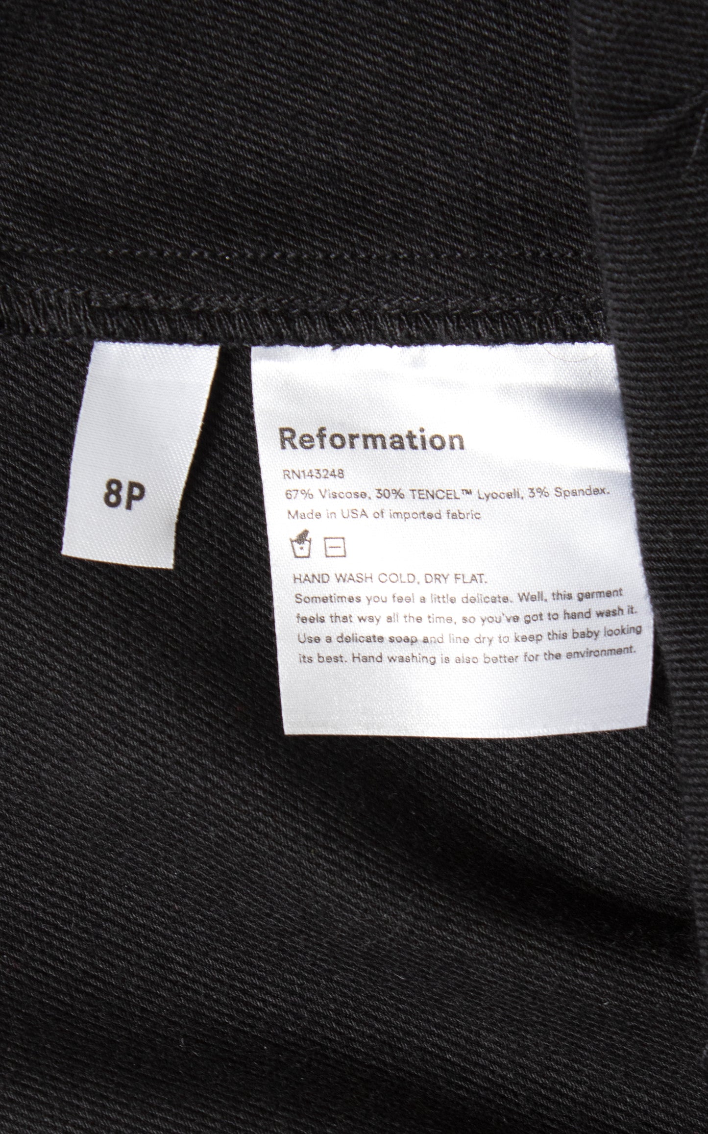 MODERN REFORMATION Black High Waist Pants | medium