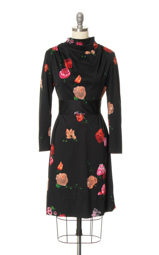 1970s Floral Jersey Dress | x-small/small