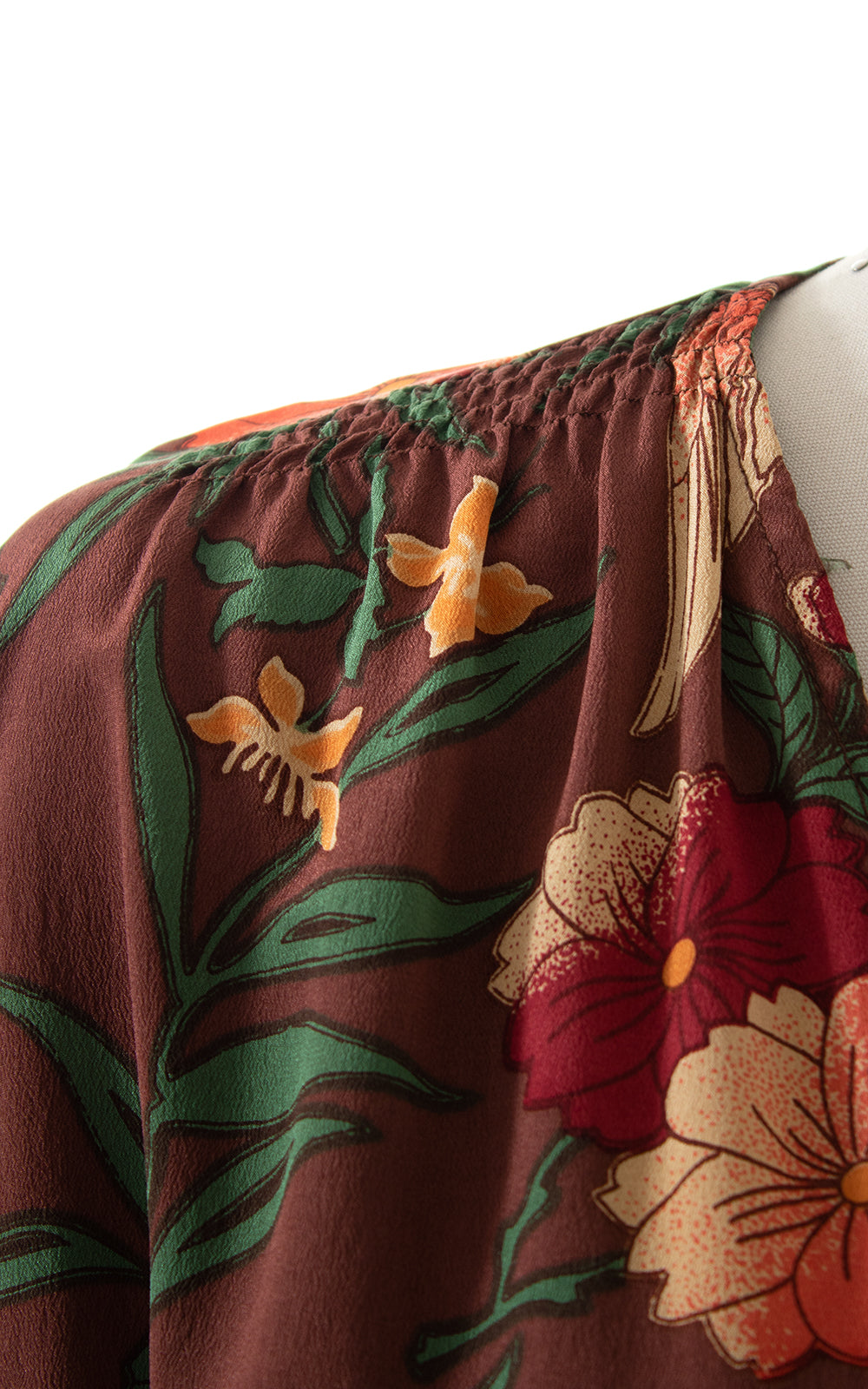 1970s Silk Floral Cropped Wrap Top BirthdayLifeVintage
