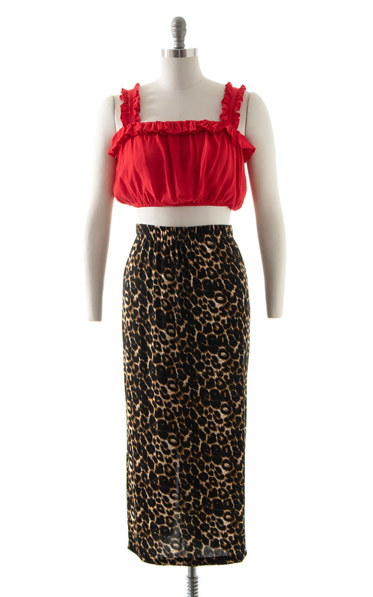 1990s Leopard Print Midi Dress BirthdayLifeVintage