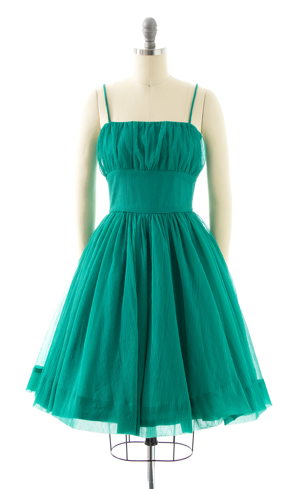 1970s does 1950s Plissé Chiffon Party Dress BirthdayLifeVintage