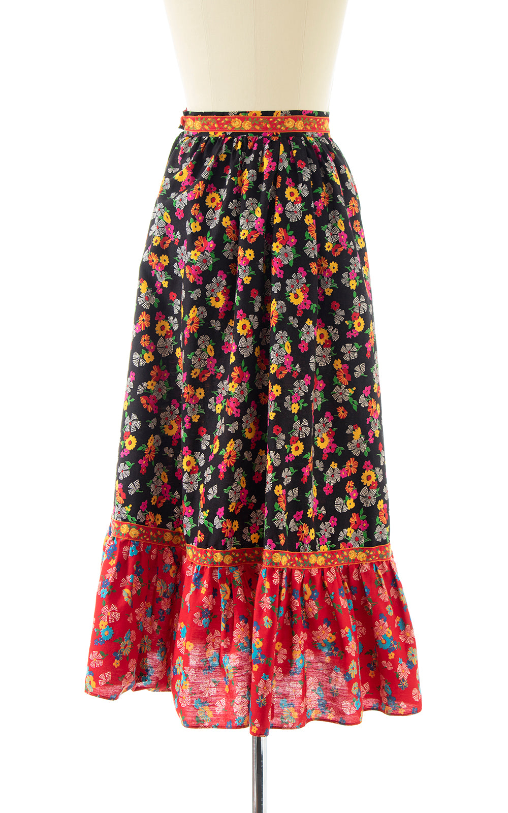 1970s Floral Tiered Maxi Skirt | x-small