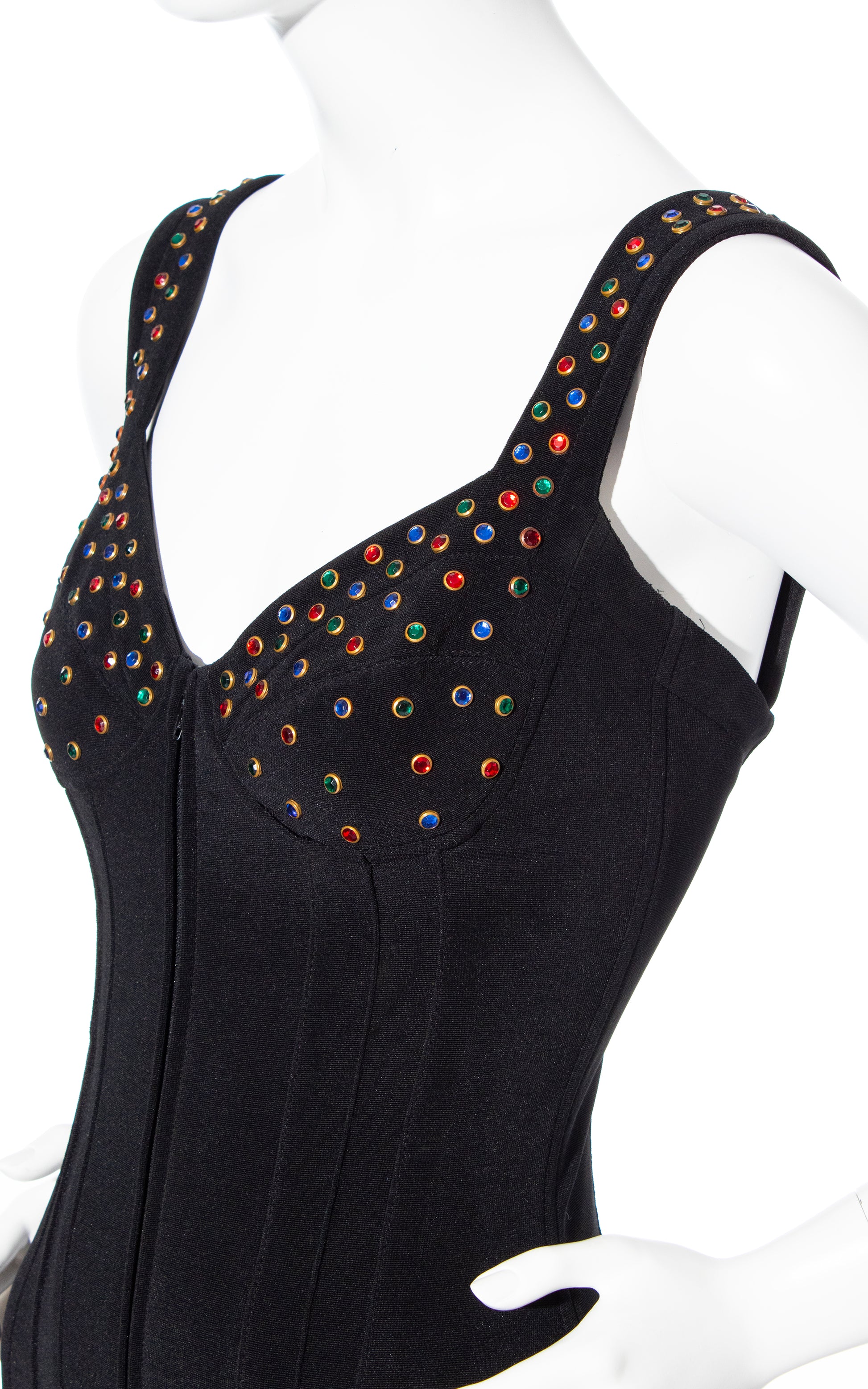 Vintage 80s 1980s Rhinestone Studded Black Catsuit Jumpsuit Stirrups Stretchy BirthdayLifeVintage