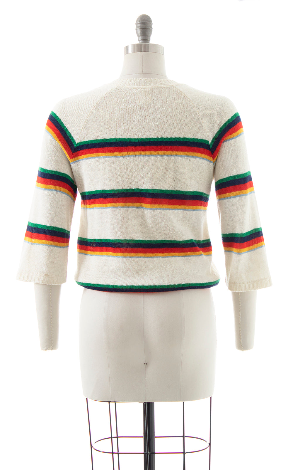 1970s Rainbow Striped Drawstring Sweater | small/medium