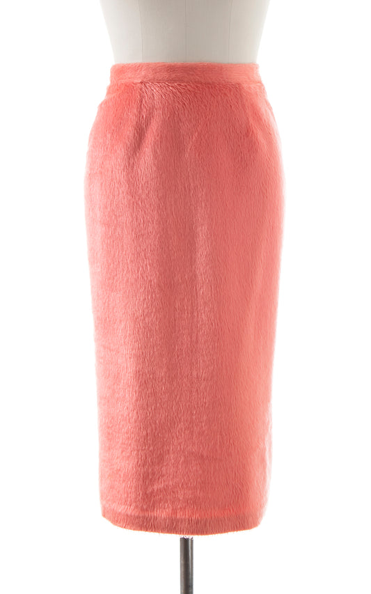 1960s Pink Faux Fur Pencil Skirt | small
