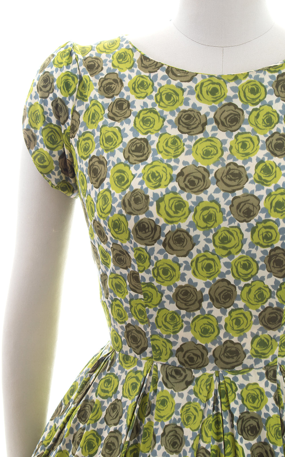 1960s Rose Print Jersey Dress