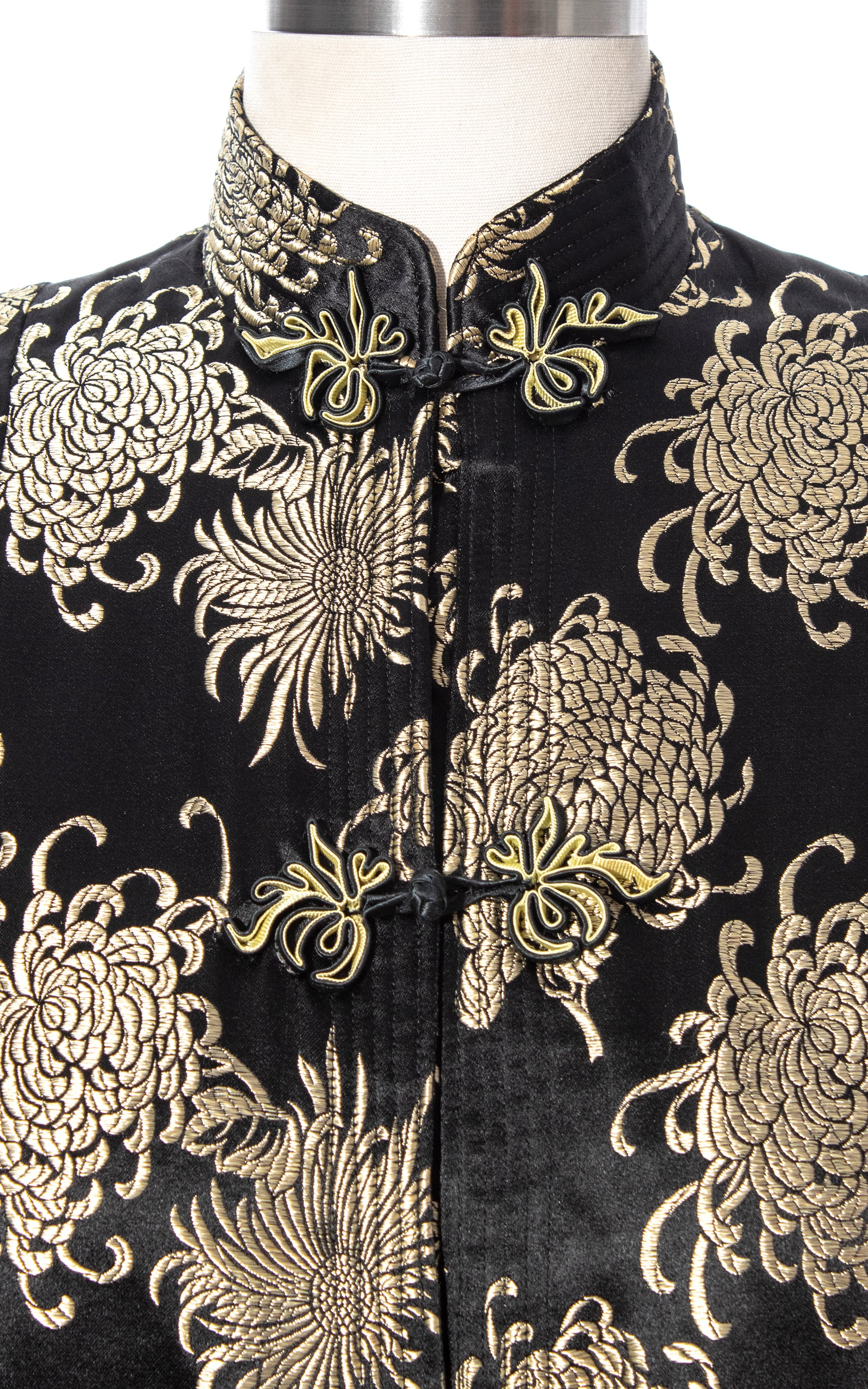 Vintage 60s 1960s Chrysanthemum Asian Satin Jacquard Jacket Birthday Life Vintage